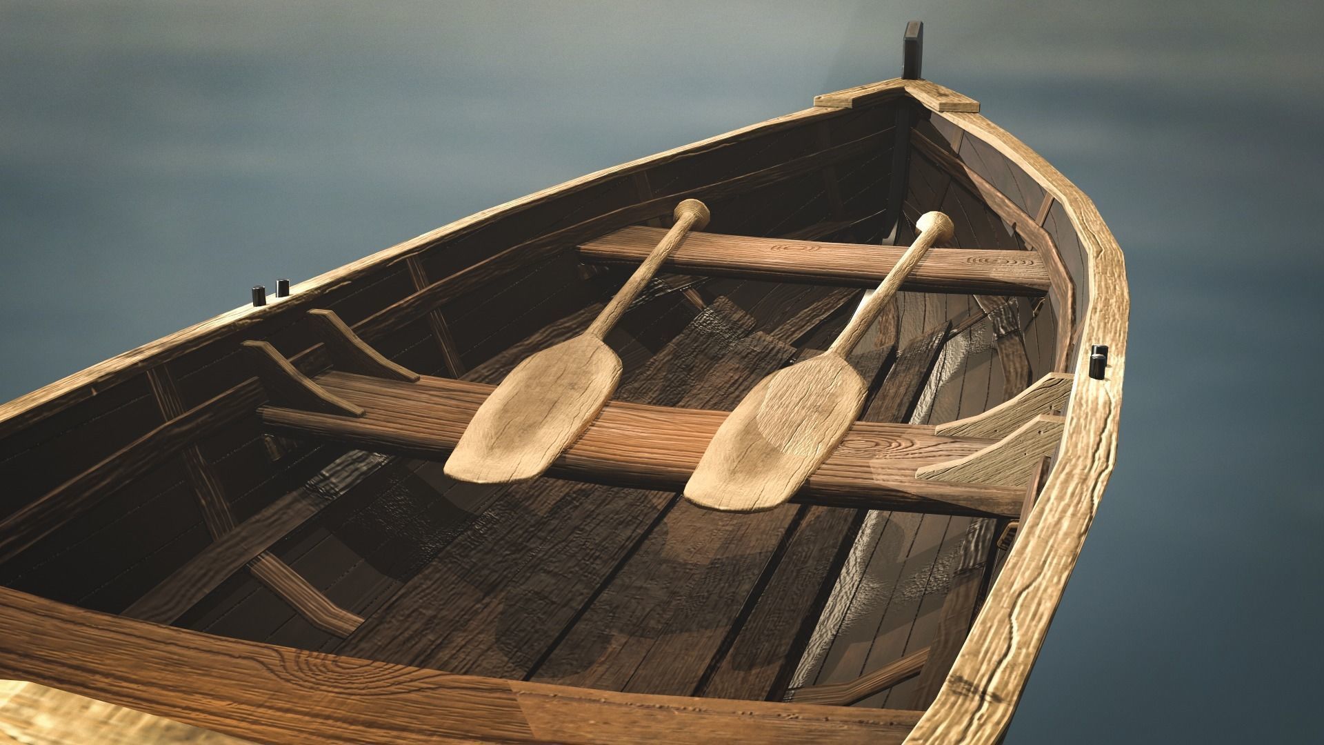 Wooden Boat Low-Poly Game-Ready Low-poly 3D model_7