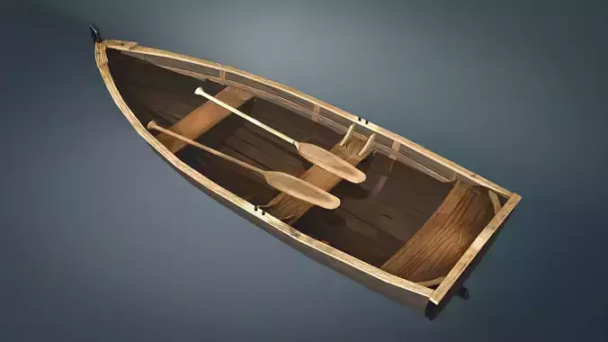 Wooden Boat Low-Poly Game-Ready Low-poly 3D model