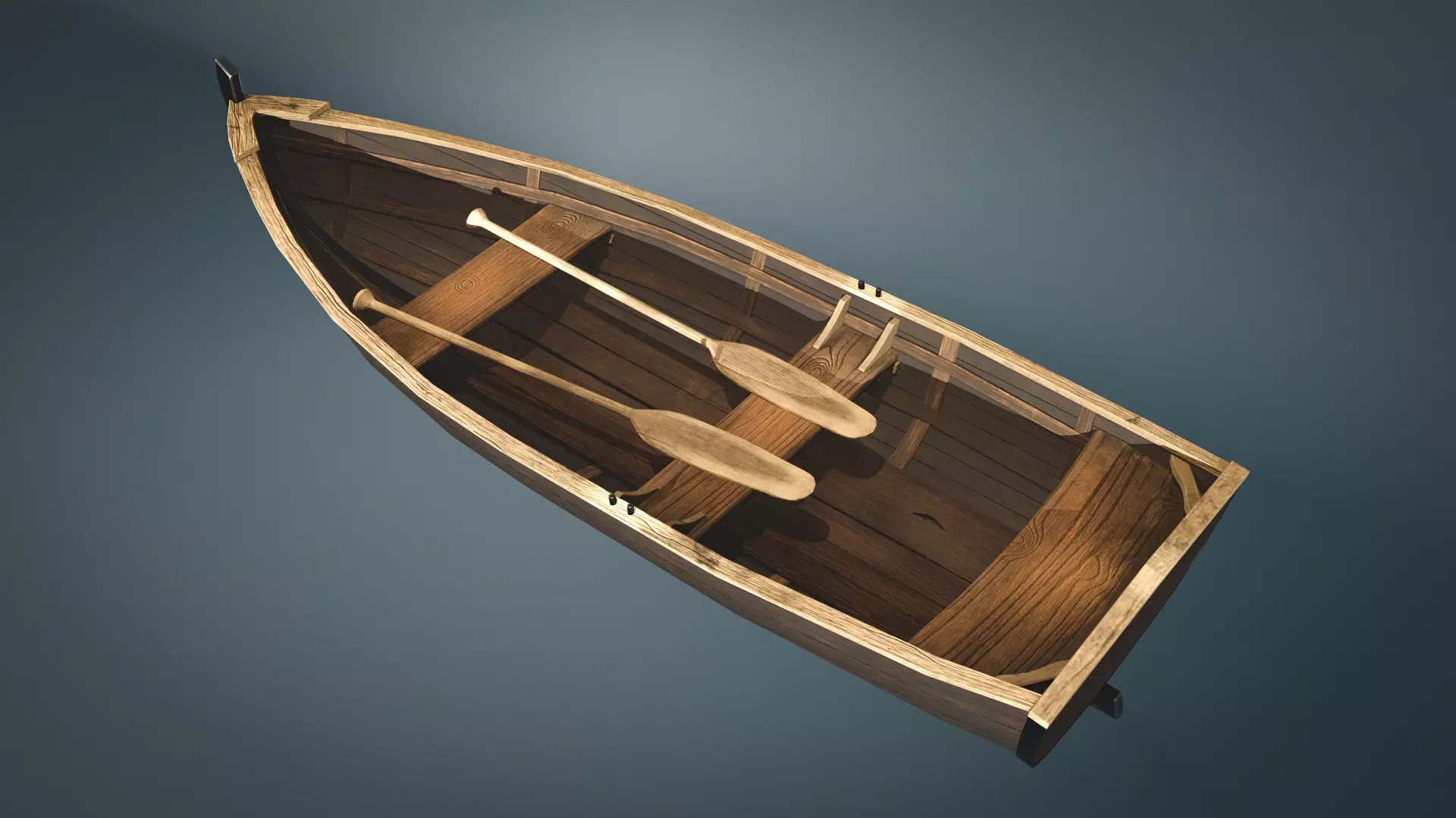Wooden Boat Low-Poly Game-Ready Low-poly 3D model_0