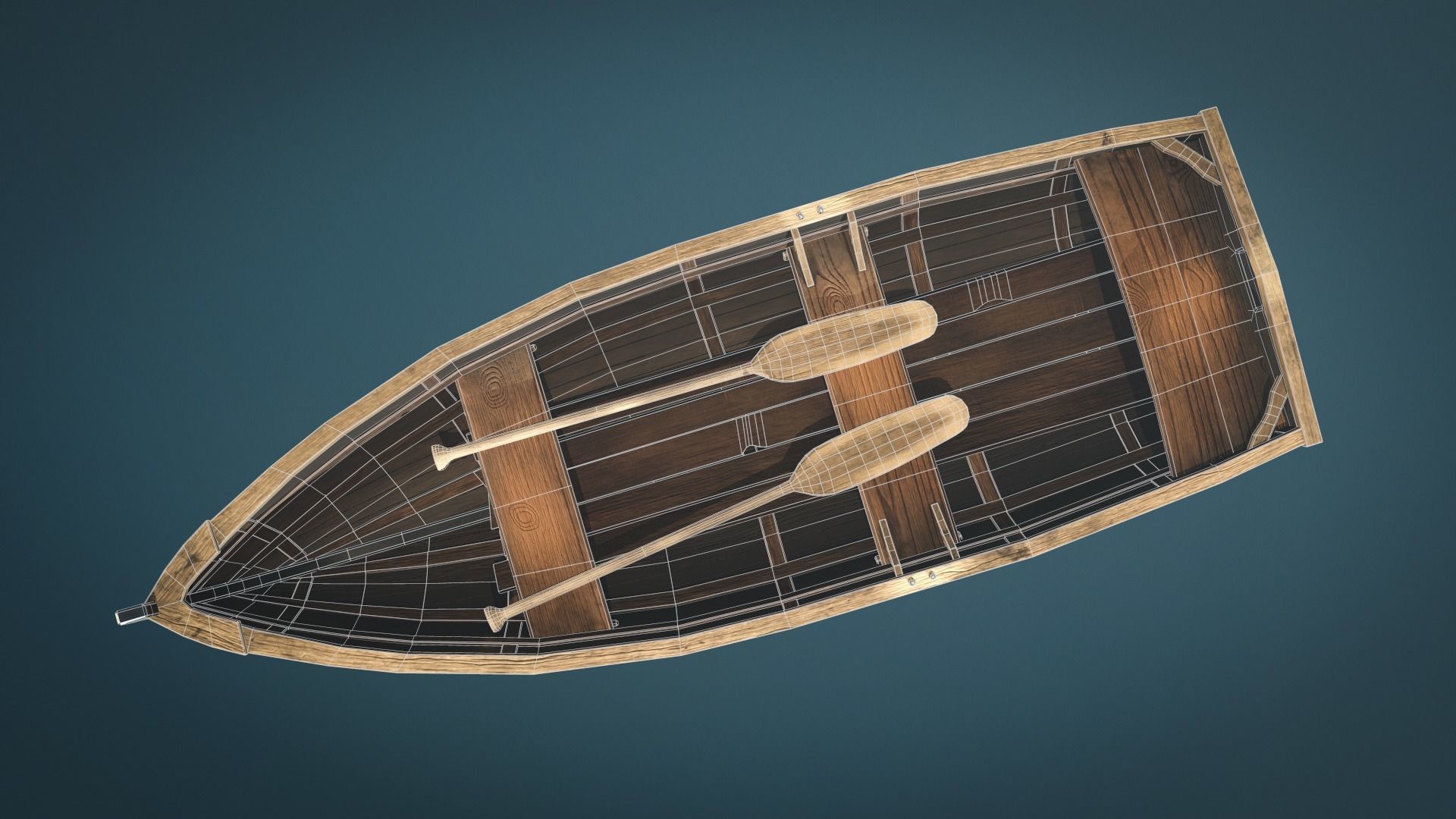 Wooden Boat Low-Poly Game-Ready Low-poly 3D model_4