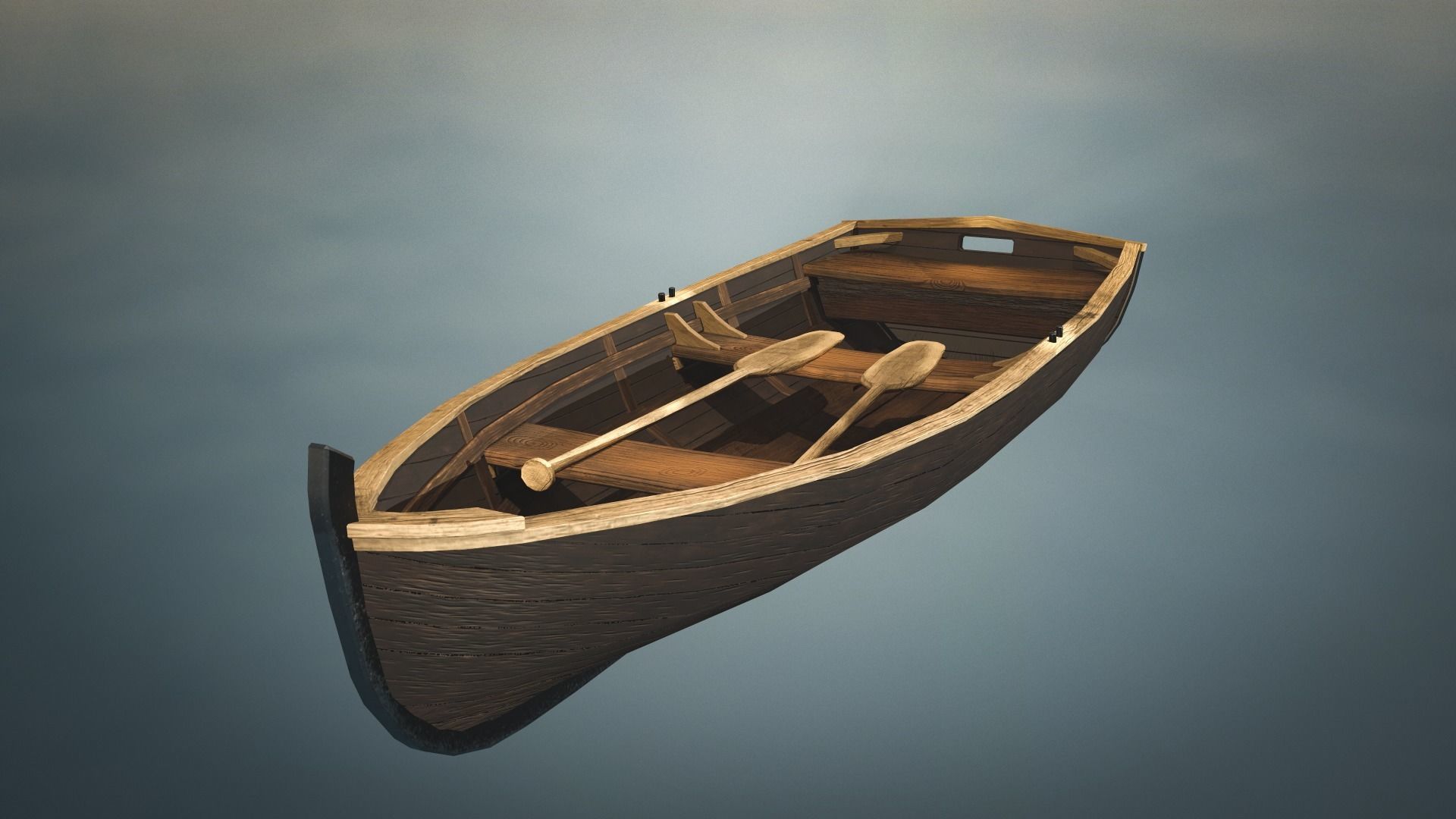 Wooden Boat Low-Poly Game-Ready Low-poly 3D model_5