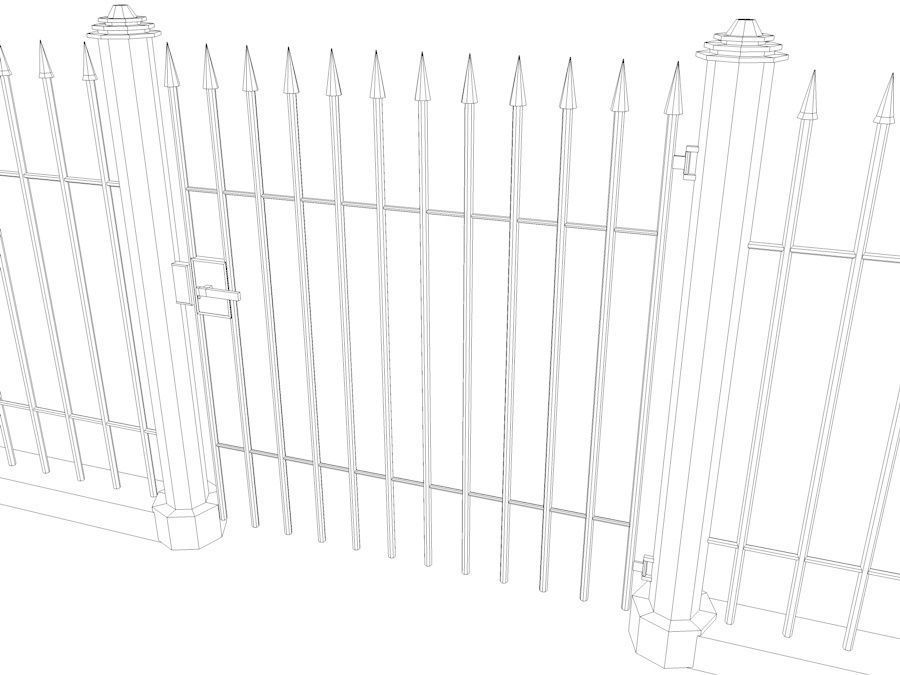 Elegant Historical Fence Low Poly Game Model Low-poly 3D model_7