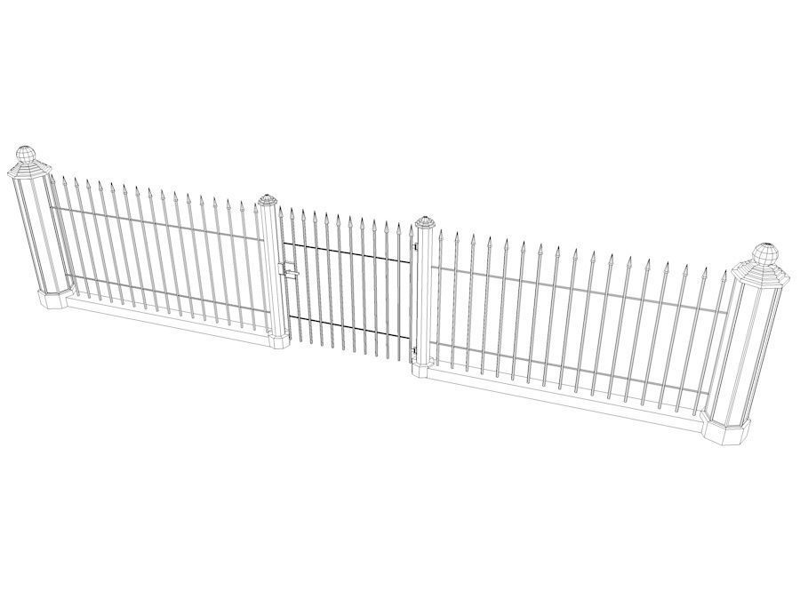 Elegant Historical Fence Low Poly Game Model Low-poly 3D model_9