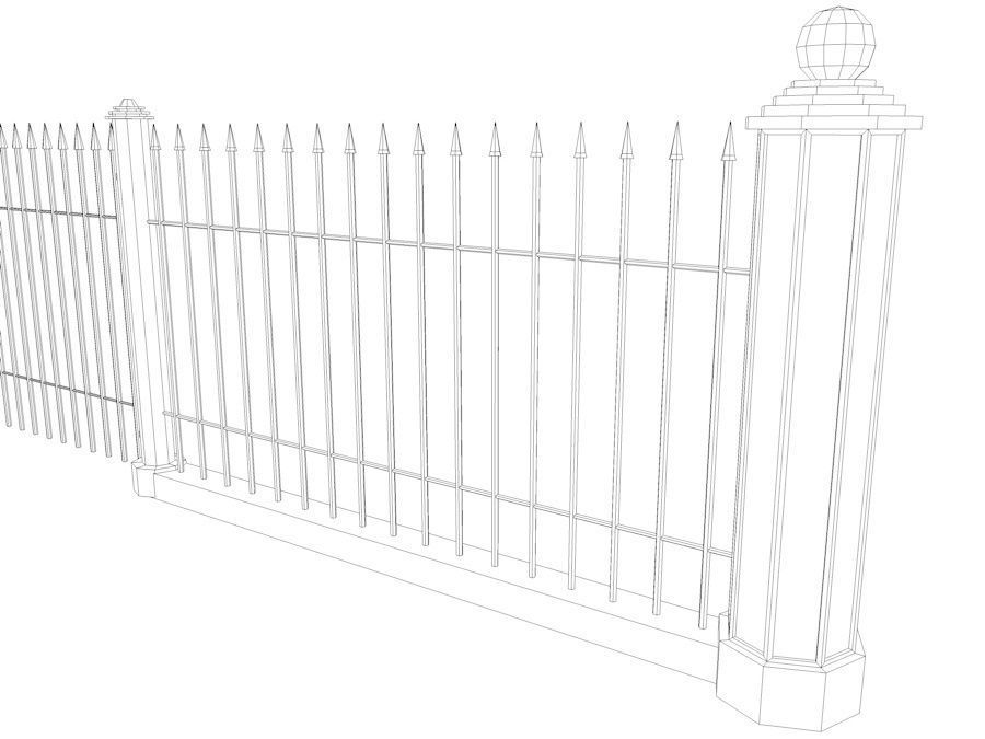Elegant Historical Fence Low Poly Game Model Low-poly 3D model_8