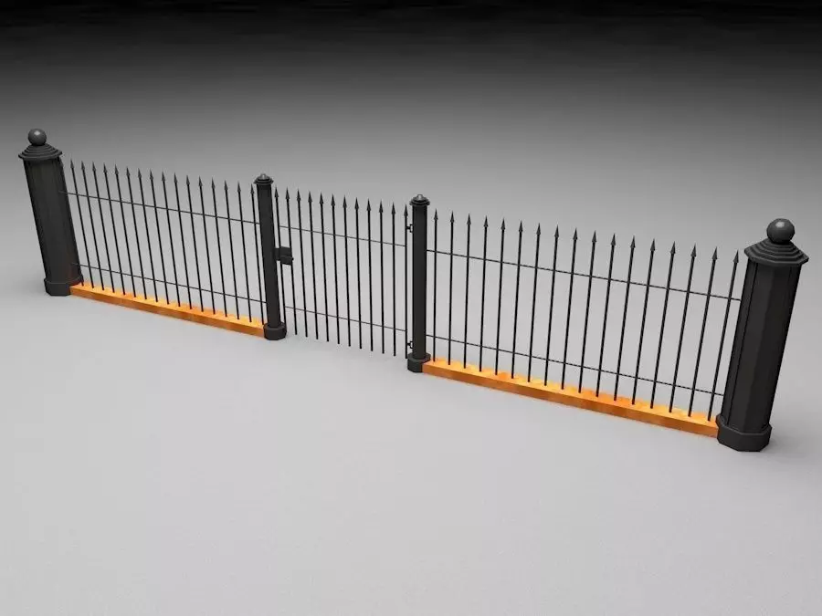 Elegant Historical Fence Low Poly Game Model Low-poly 3D model_0