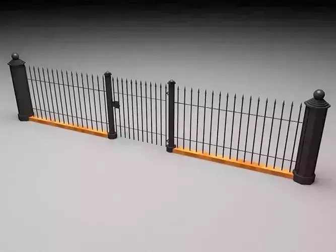 Elegant Historical Fence Low Poly Game Model