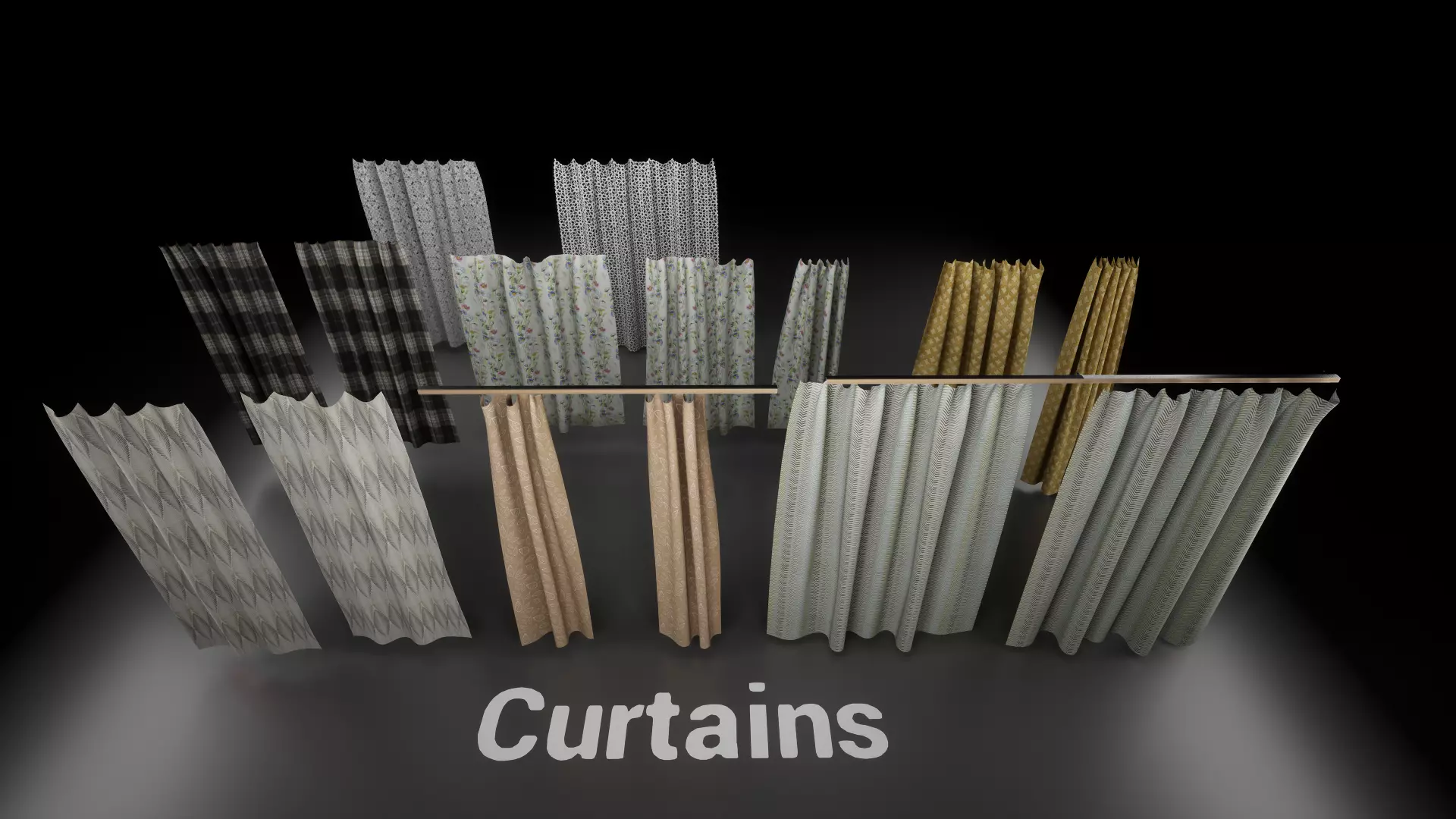 Post Soviet Curtains UE4 Low-poly 3D model_0
