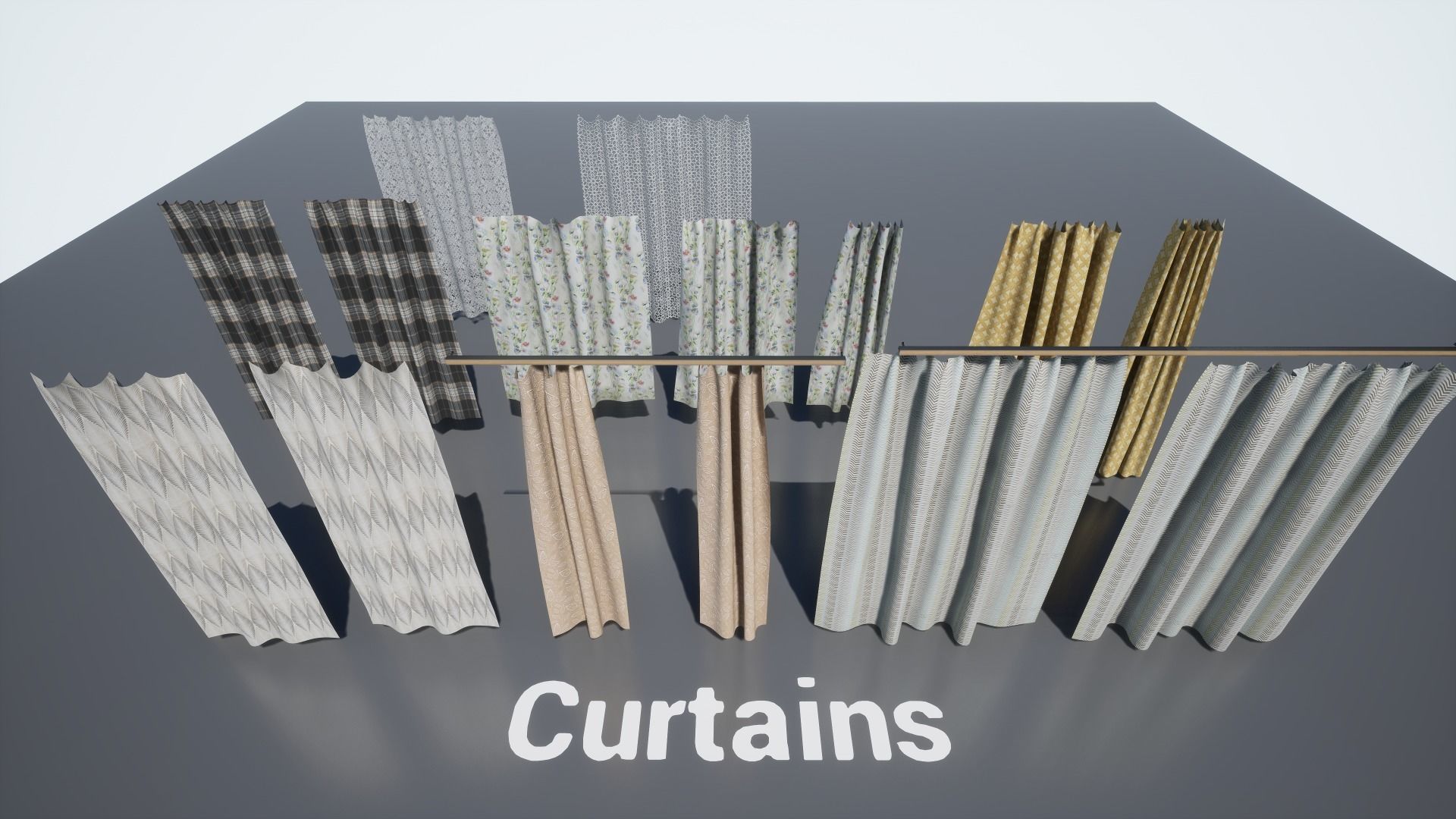 Post Soviet Curtains UE4 Low-poly 3D model_5