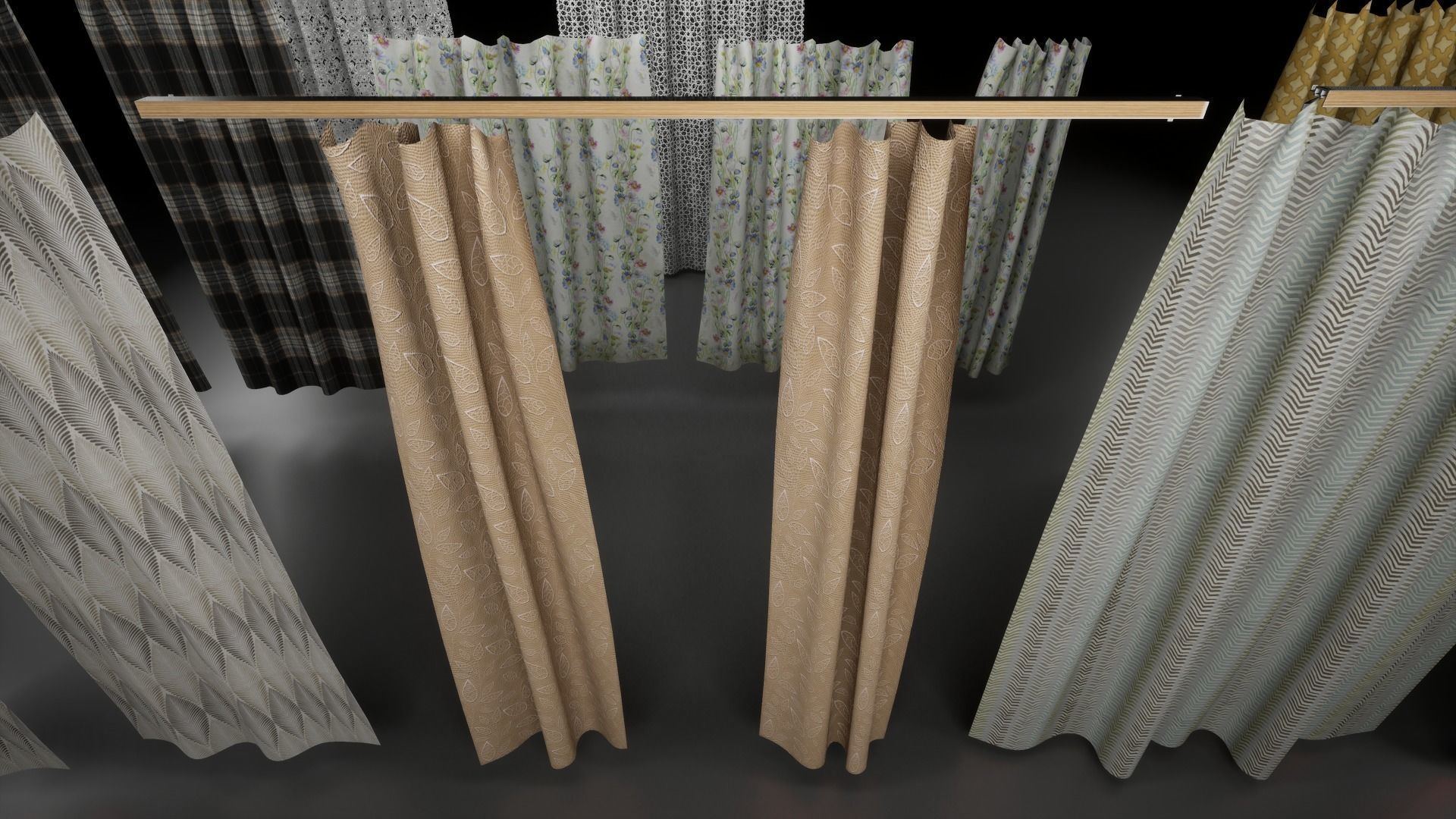 Post Soviet Curtains UE4 Low-poly 3D model_1