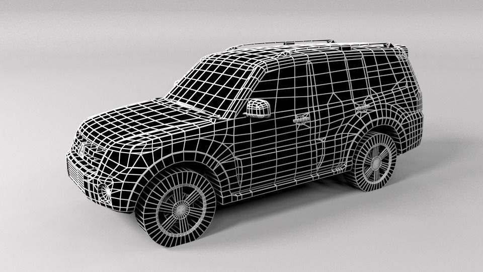 MITSHUBISHI PAJERO 2007 LOWPOLY Low-poly 3D model_7