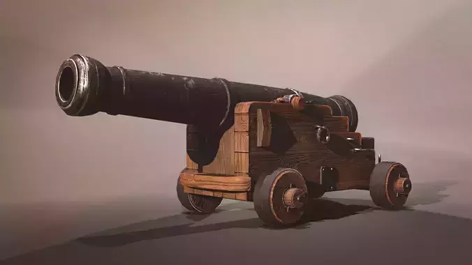 Medieval Cannon Low-poly Game-ready