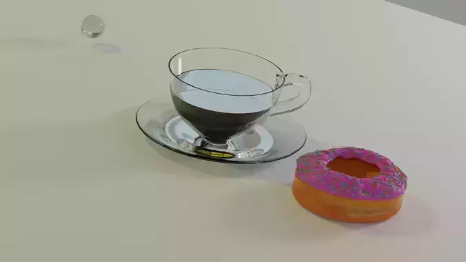 DONUT AND COFFEE CUP HIGH POLY