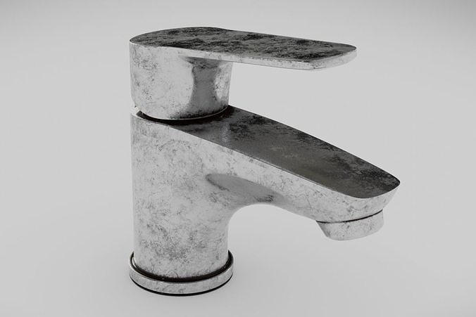 Faucet Chrome white weathered PBR Low-poly 3D model