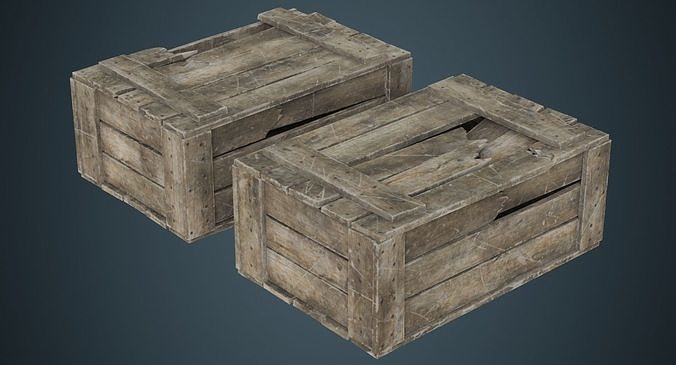 Wooden Box 4C Low-poly 3D model