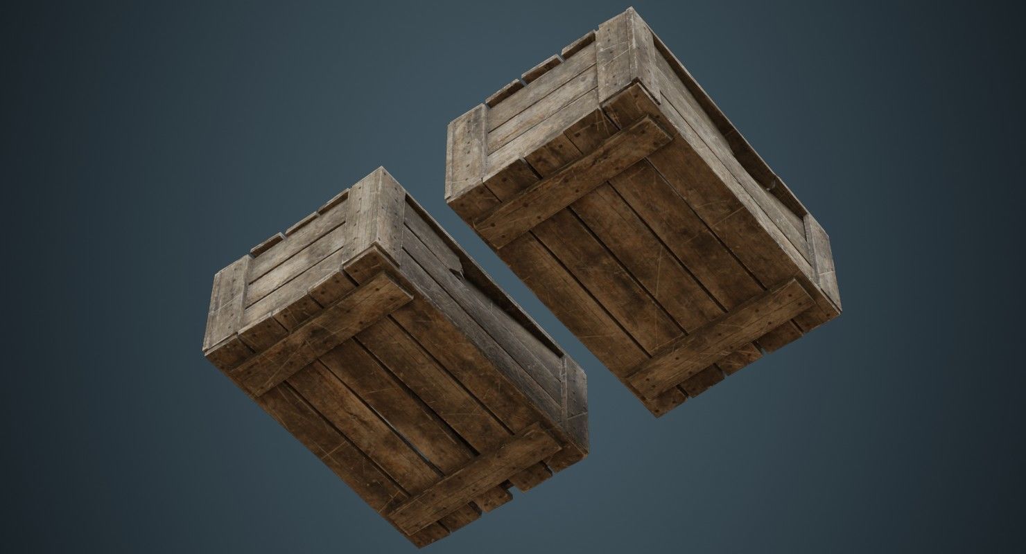 Wooden Box 4C Low-poly 3D model_4