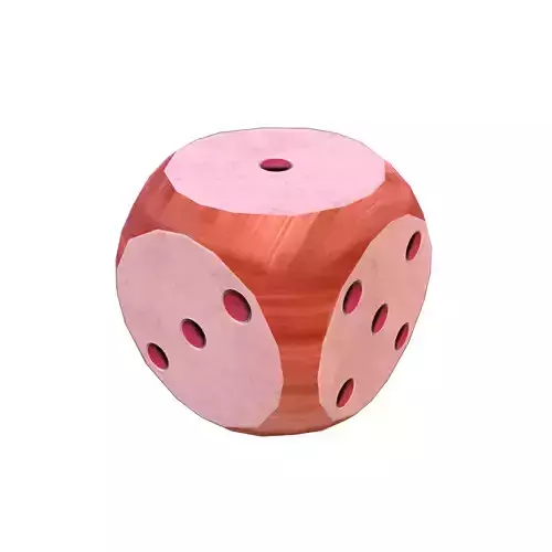 Cubic wooden dice with dots