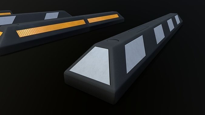 Rubber Car Parking Wheel Stopper Game-ready Low-poly 3D model Low-poly 3D model 7