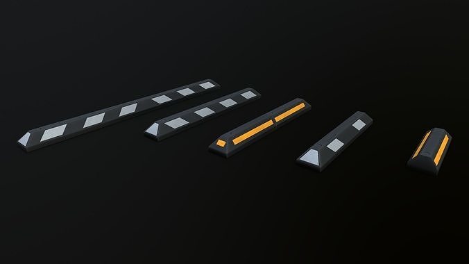 Rubber Car Parking Wheel Stopper Game-ready Low-poly 3D model Low-poly 3D model 3