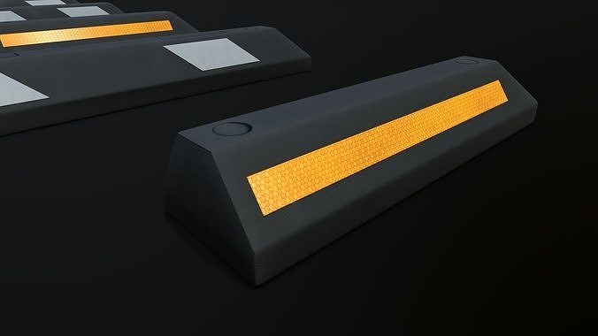 Rubber Car Parking Wheel Stopper Game-ready Low-poly 3D model Low-poly 3D model 4