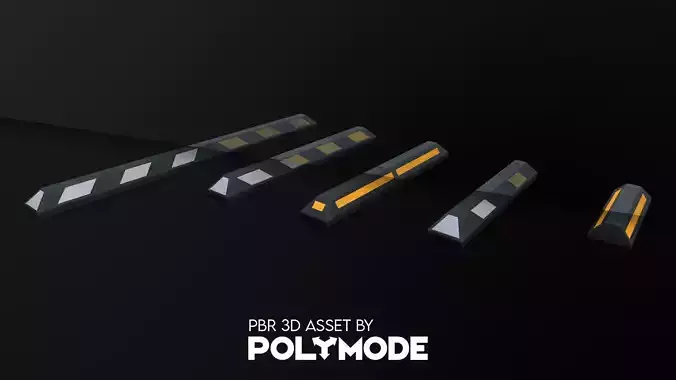 Rubber Car Parking Wheel Stopper Game-ready Low-poly 3D model Low-poly 3D model