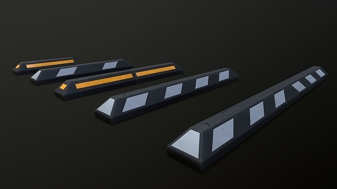 Rubber Car Parking Wheel Stopper Game-ready Low-poly 3D model Low-poly 3D model 2
