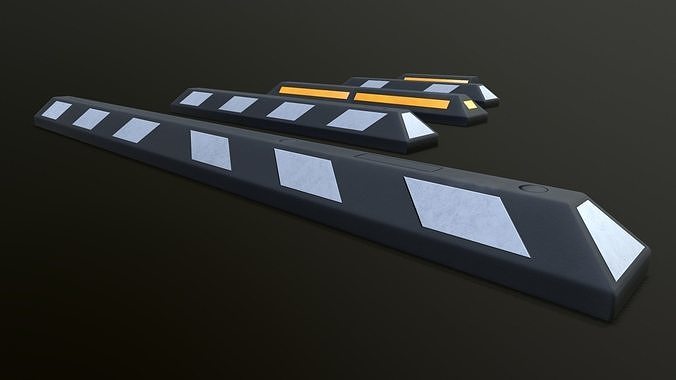 Rubber Car Parking Wheel Stopper Game-ready Low-poly 3D model Low-poly 3D model 5