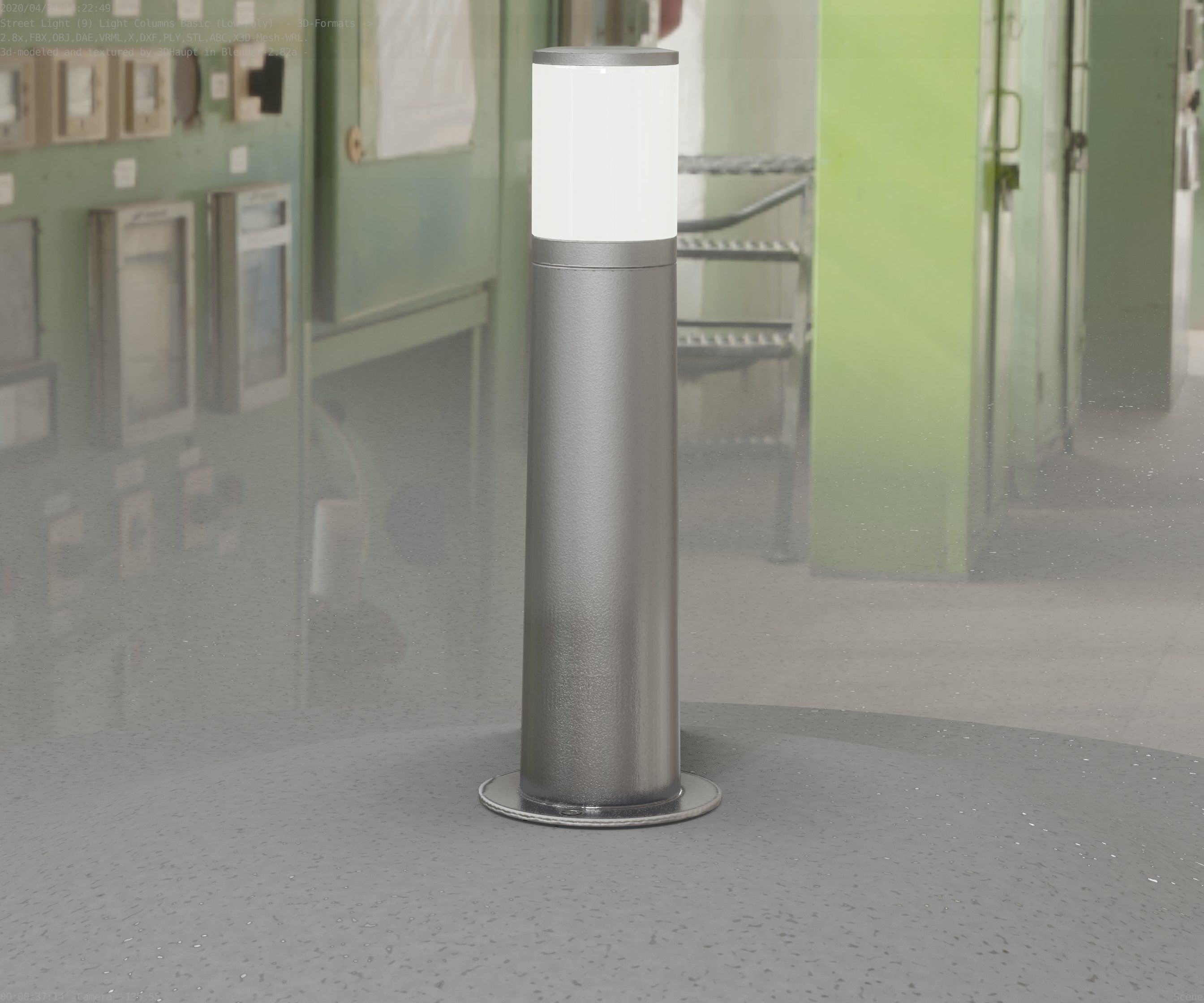 Low-Poly Basic Light Column 10 - Street Light Set-9 Low-poly 3D model_24