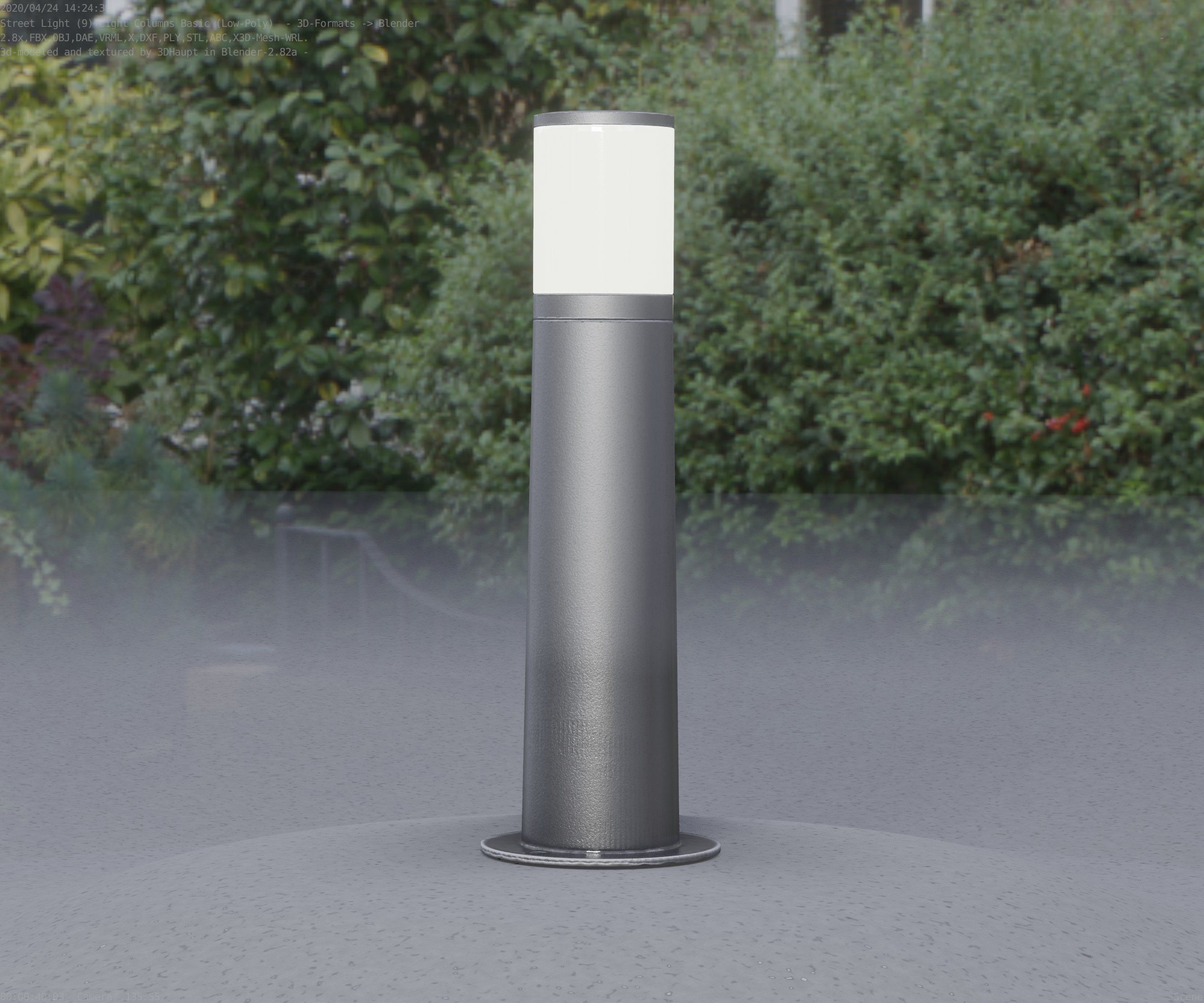 Low-Poly Basic Light Column 10 - Street Light Set-9 Low-poly 3D model_64