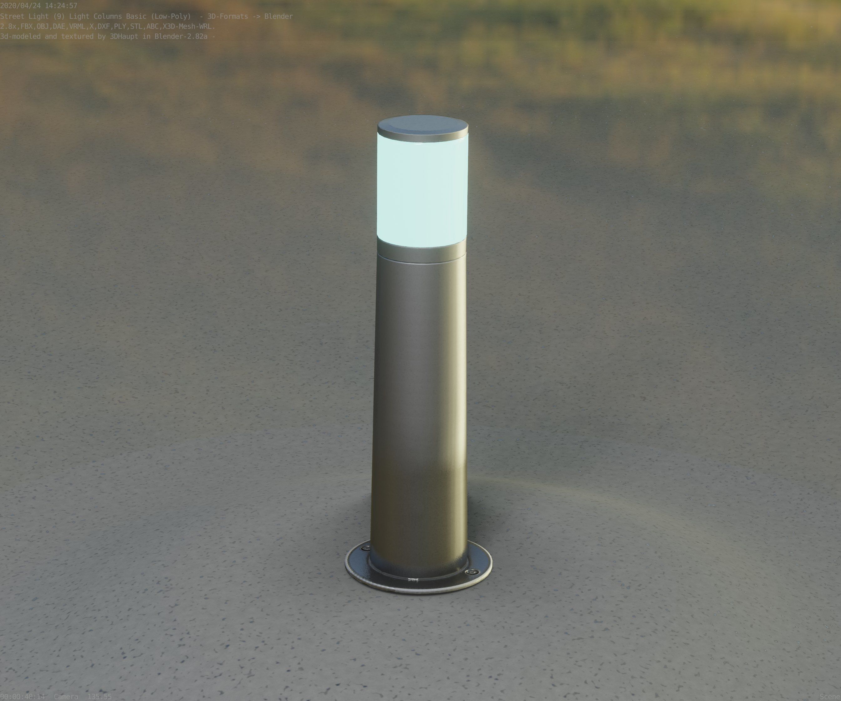 Low-Poly Basic Light Column 10 - Street Light Set-9 Low-poly 3D model_75