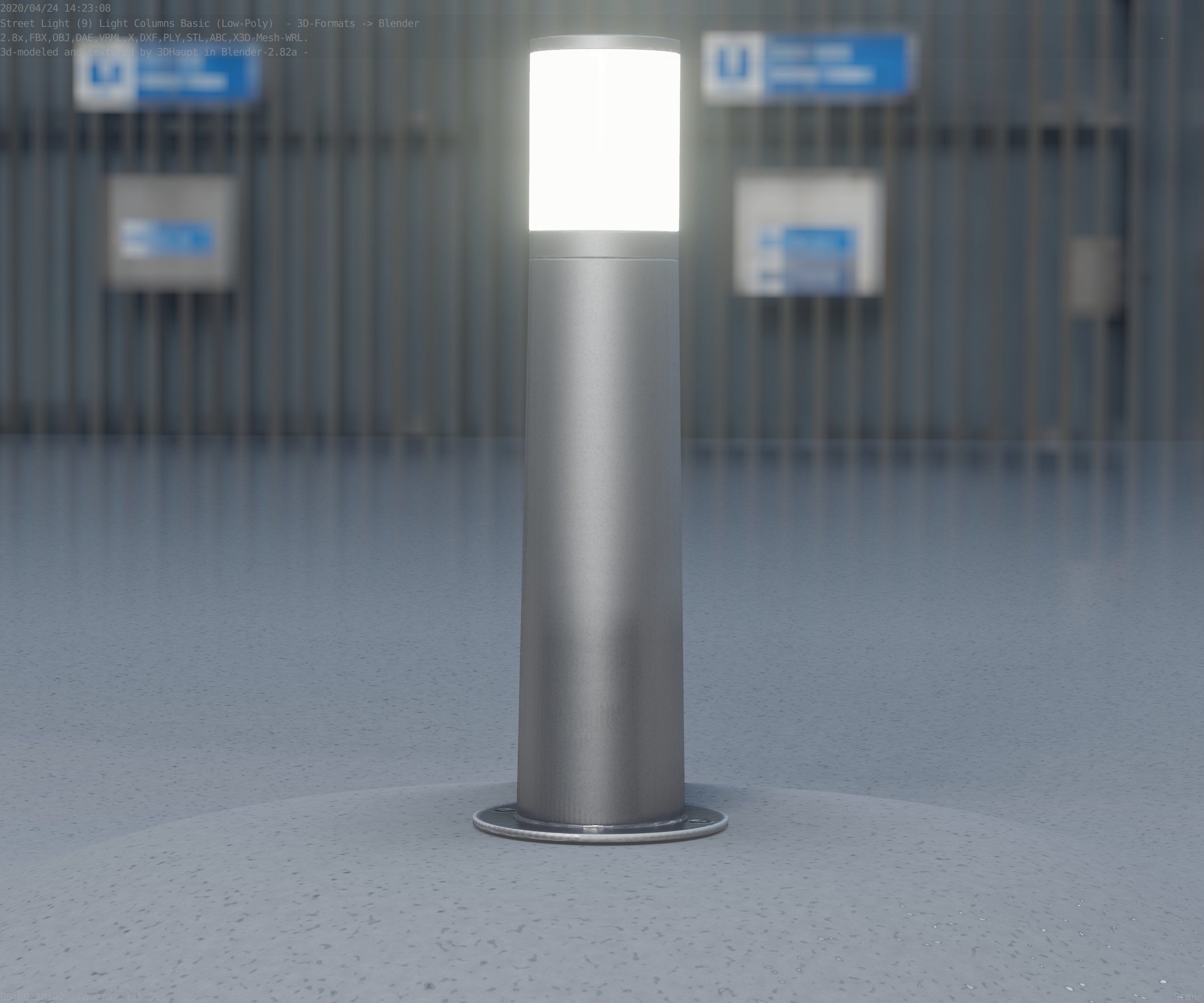 Low-Poly Basic Light Column 10 - Street Light Set-9 Low-poly 3D model_12