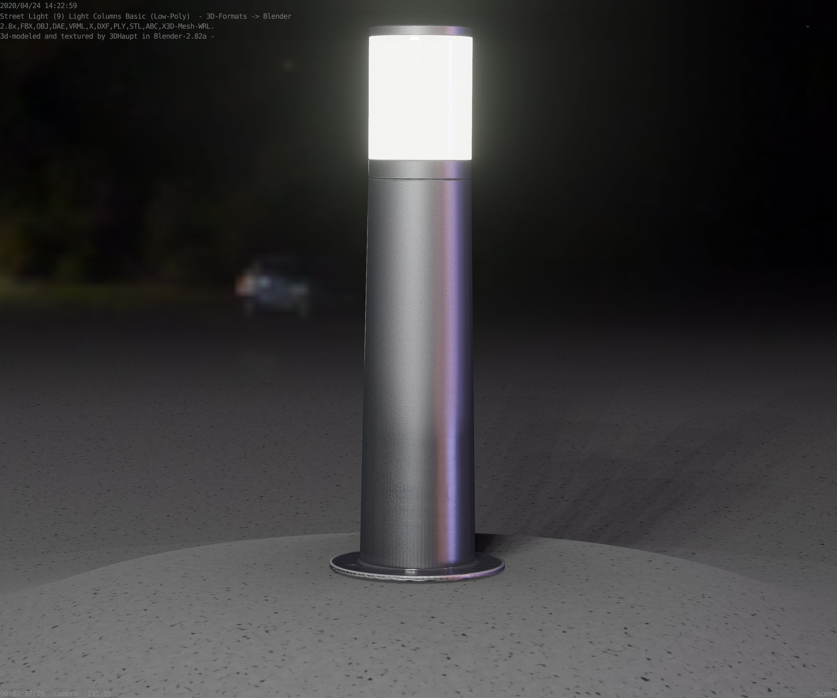 Low-Poly Basic Light Column 10 - Street Light Set-9 Low-poly 3D model_6