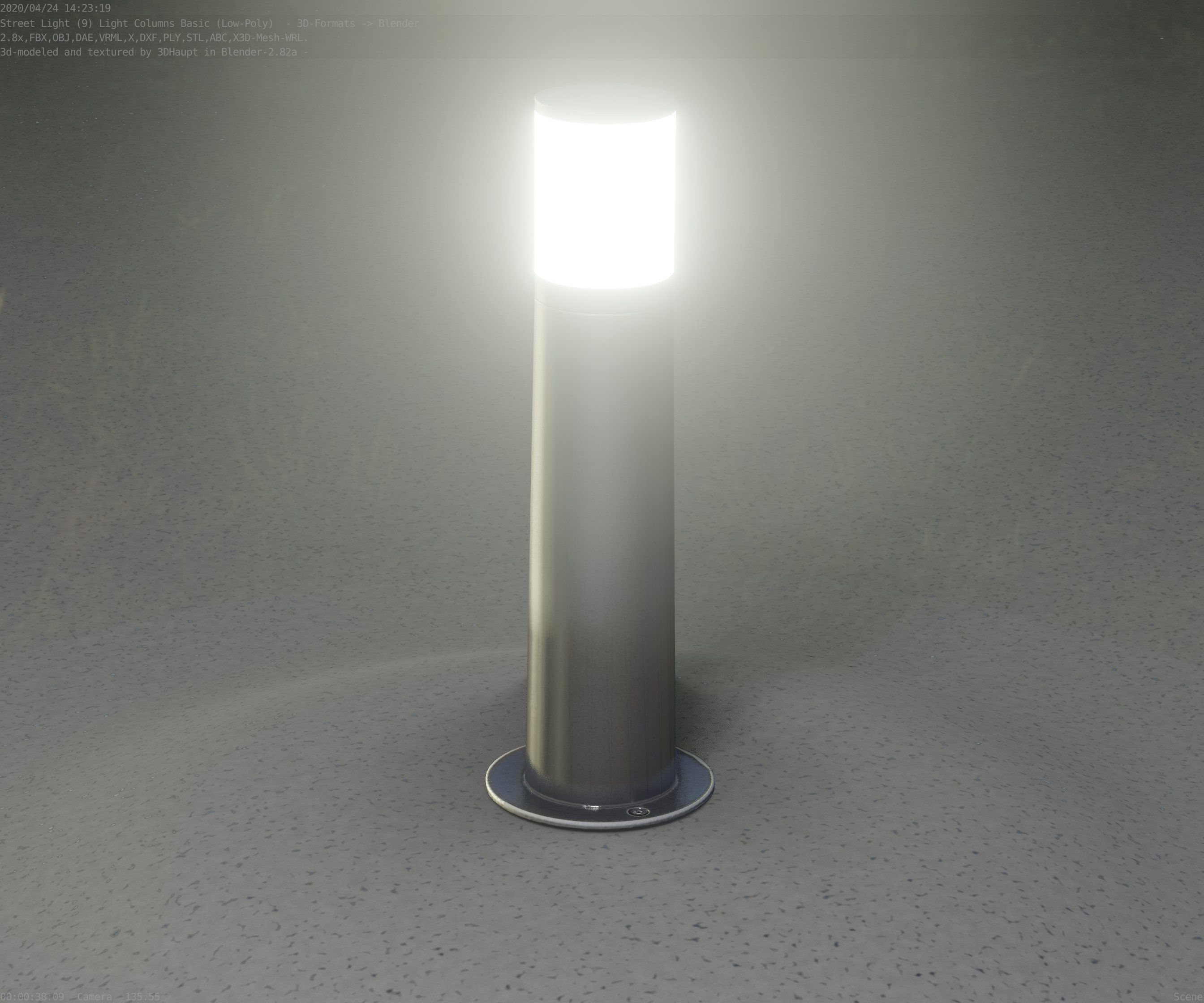 Low-Poly Basic Light Column 10 - Street Light Set-9 Low-poly 3D model_19