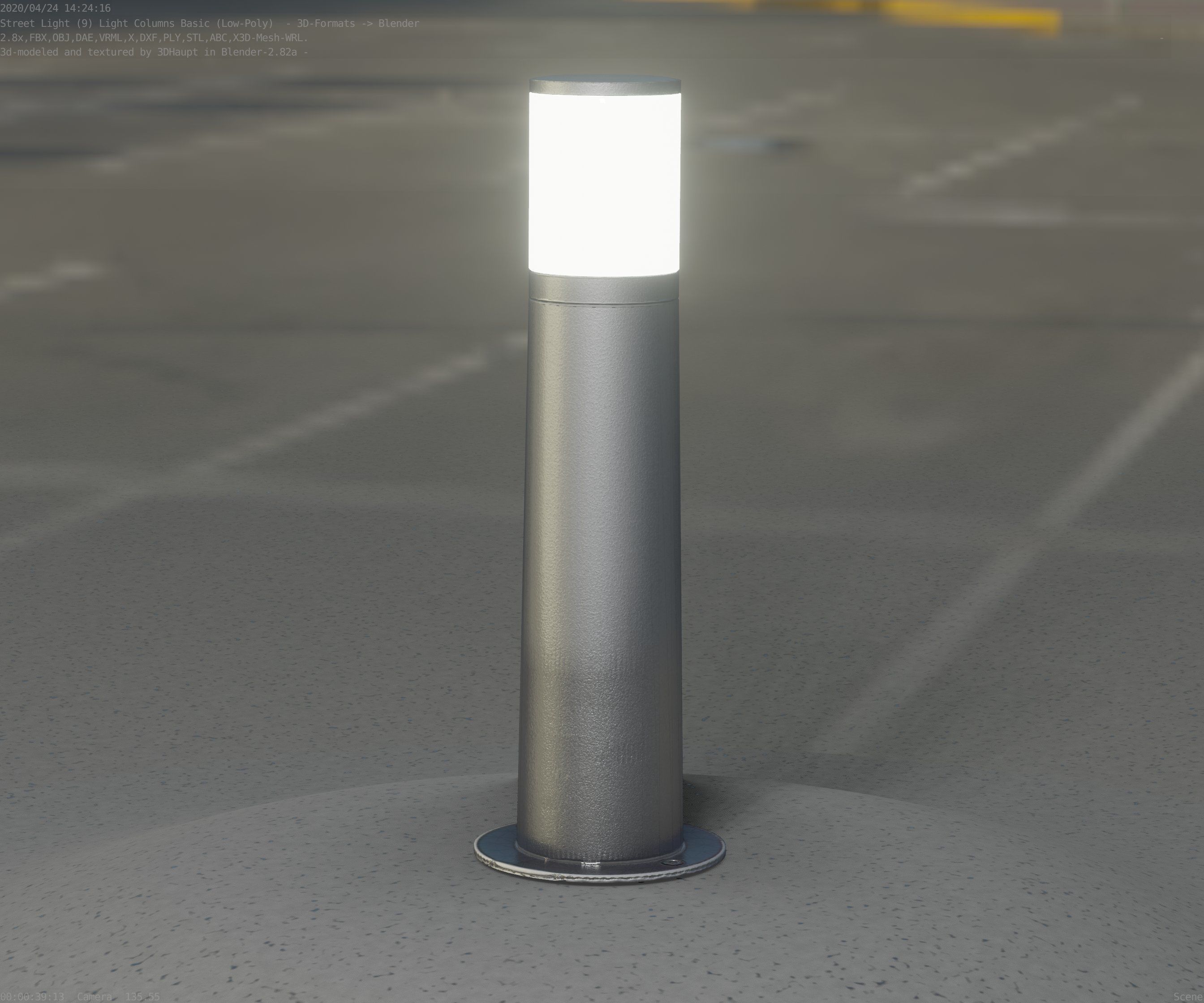 Low-Poly Basic Light Column 10 - Street Light Set-9 Low-poly 3D model_51