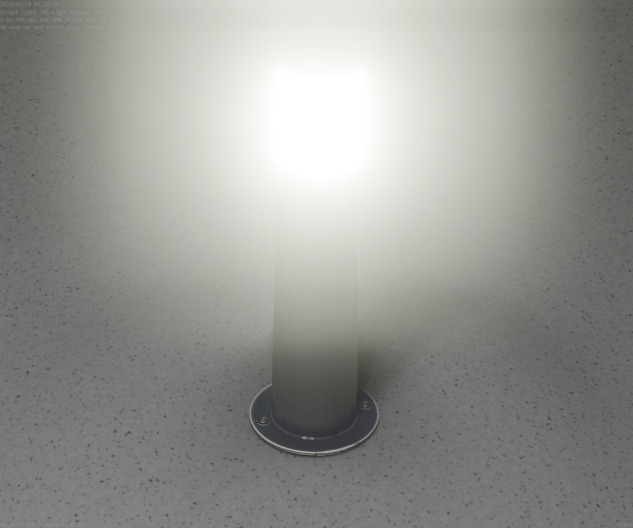 Low-Poly Basic Light Column 10 - Street Light Set-9 Low-poly 3D model_40