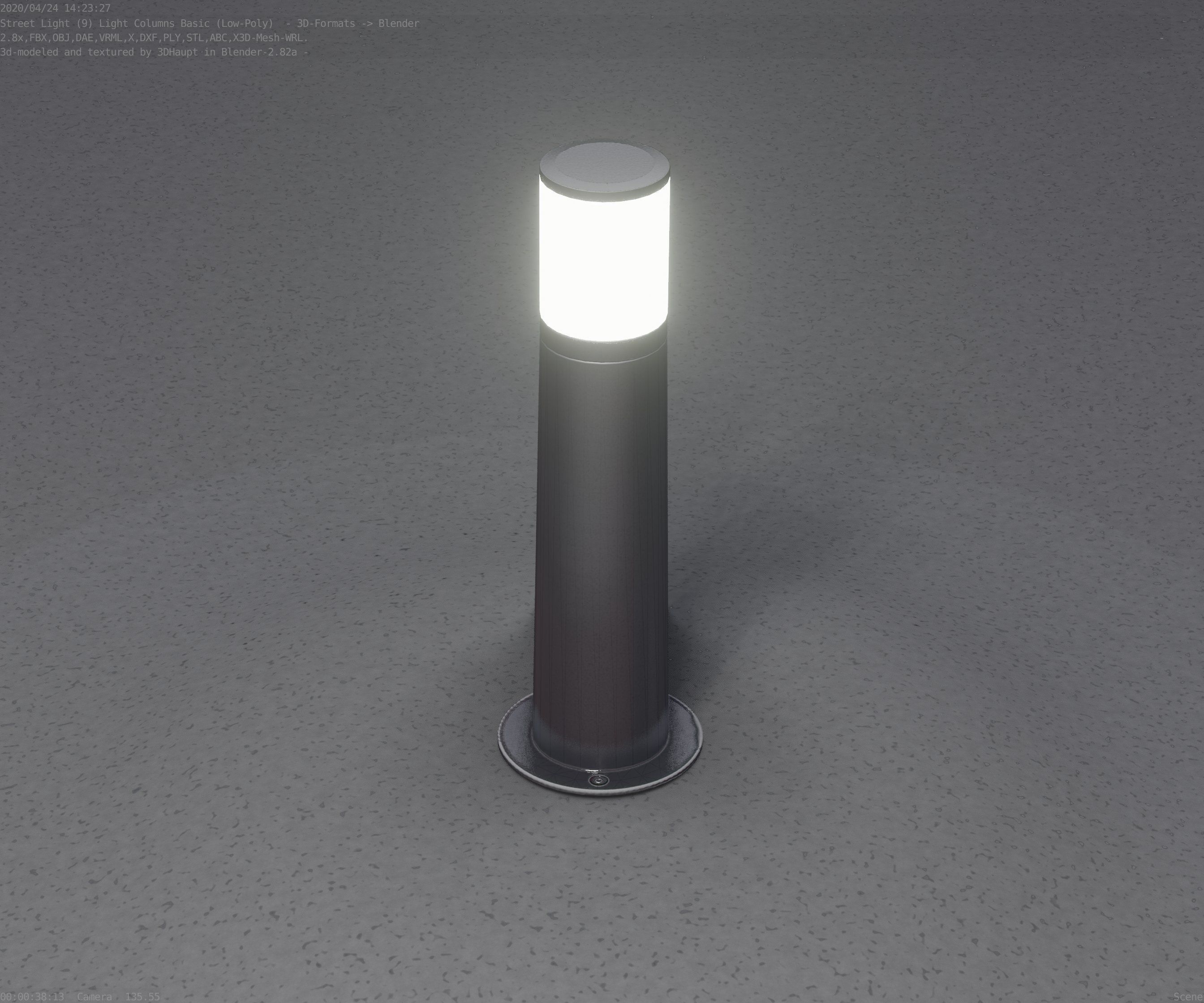 Low-Poly Basic Light Column 10 - Street Light Set-9 Low-poly 3D model_27