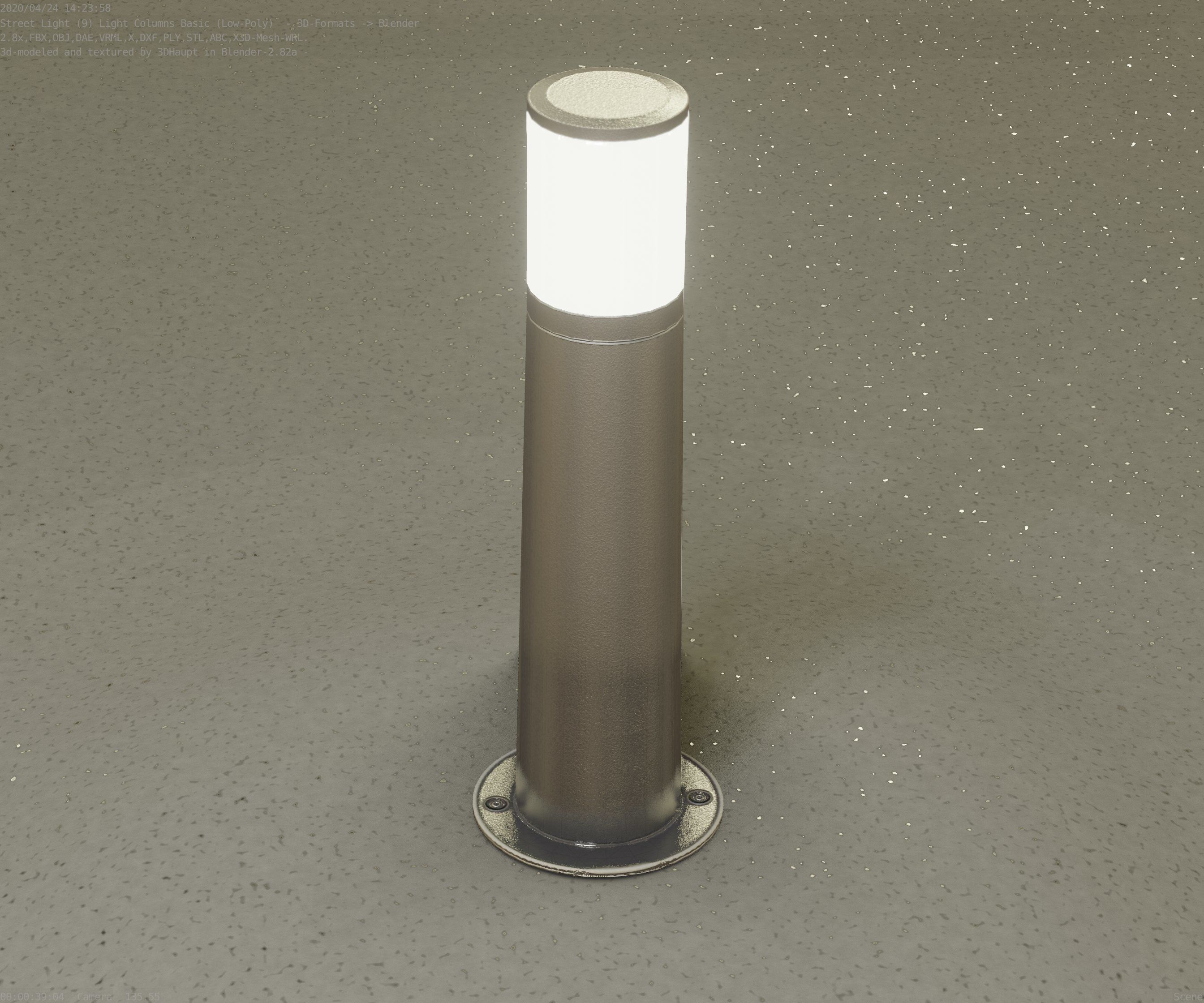 Low-Poly Basic Light Column 10 - Street Light Set-9 Low-poly 3D model_42
