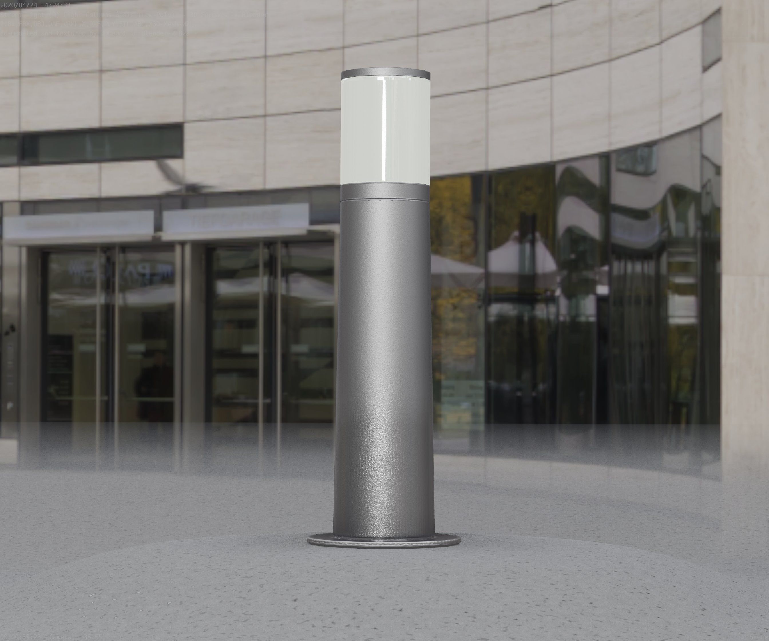 Low-Poly Basic Light Column 10 - Street Light Set-9 Low-poly 3D model_60