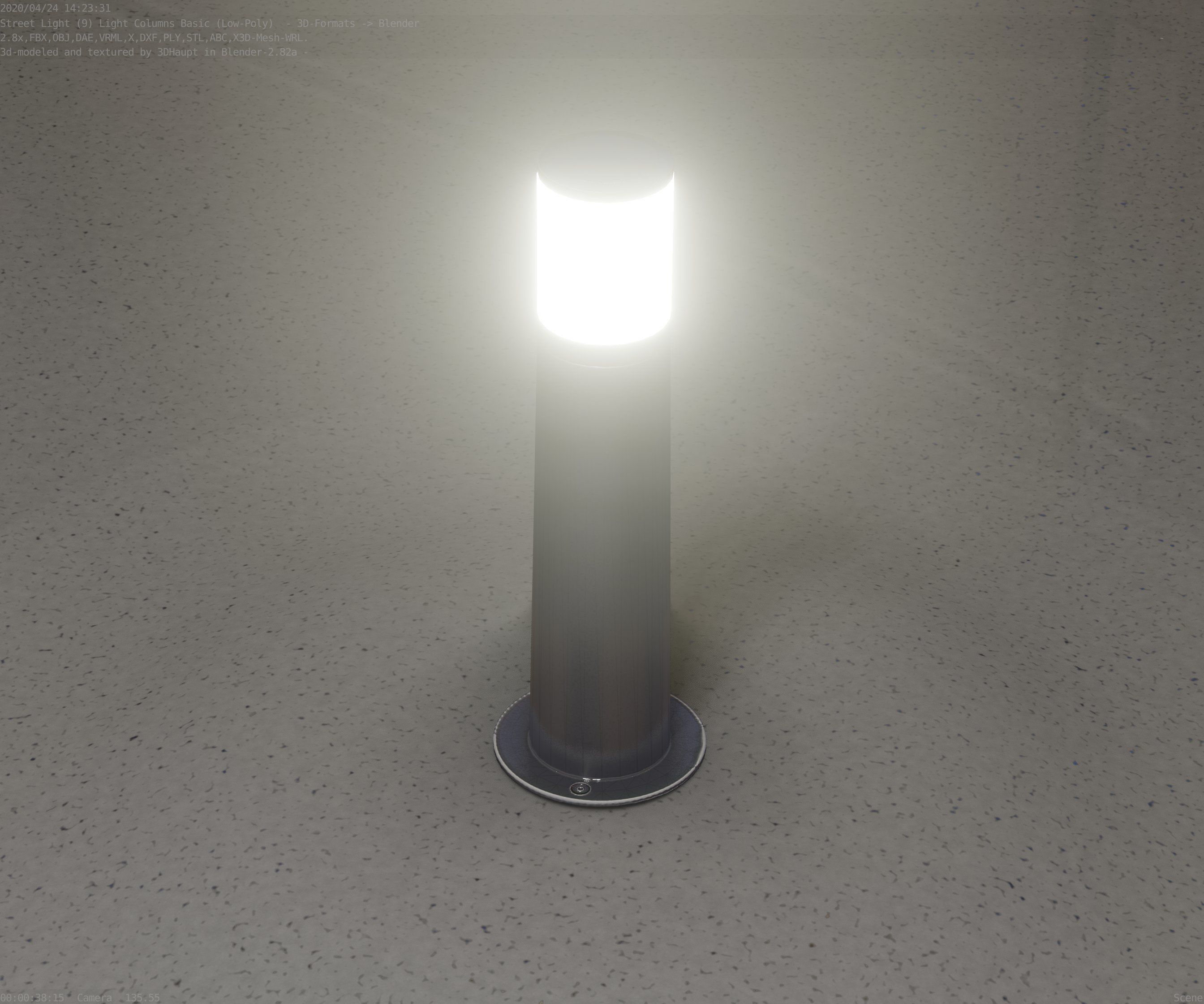 Low-Poly Basic Light Column 10 - Street Light Set-9 Low-poly 3D model_29