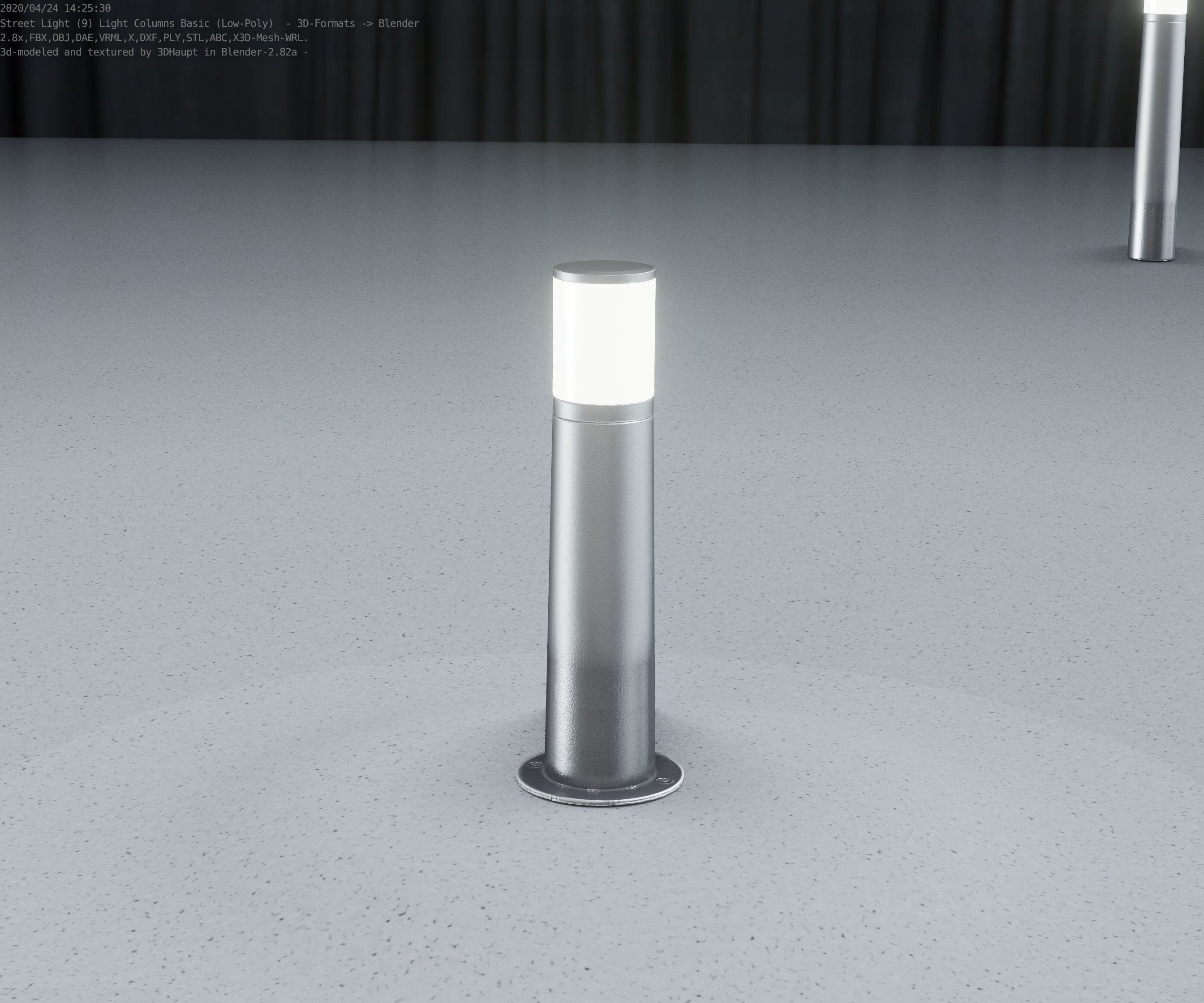 Low-Poly Basic Light Column 10 - Street Light Set-9 Low-poly 3D model_92