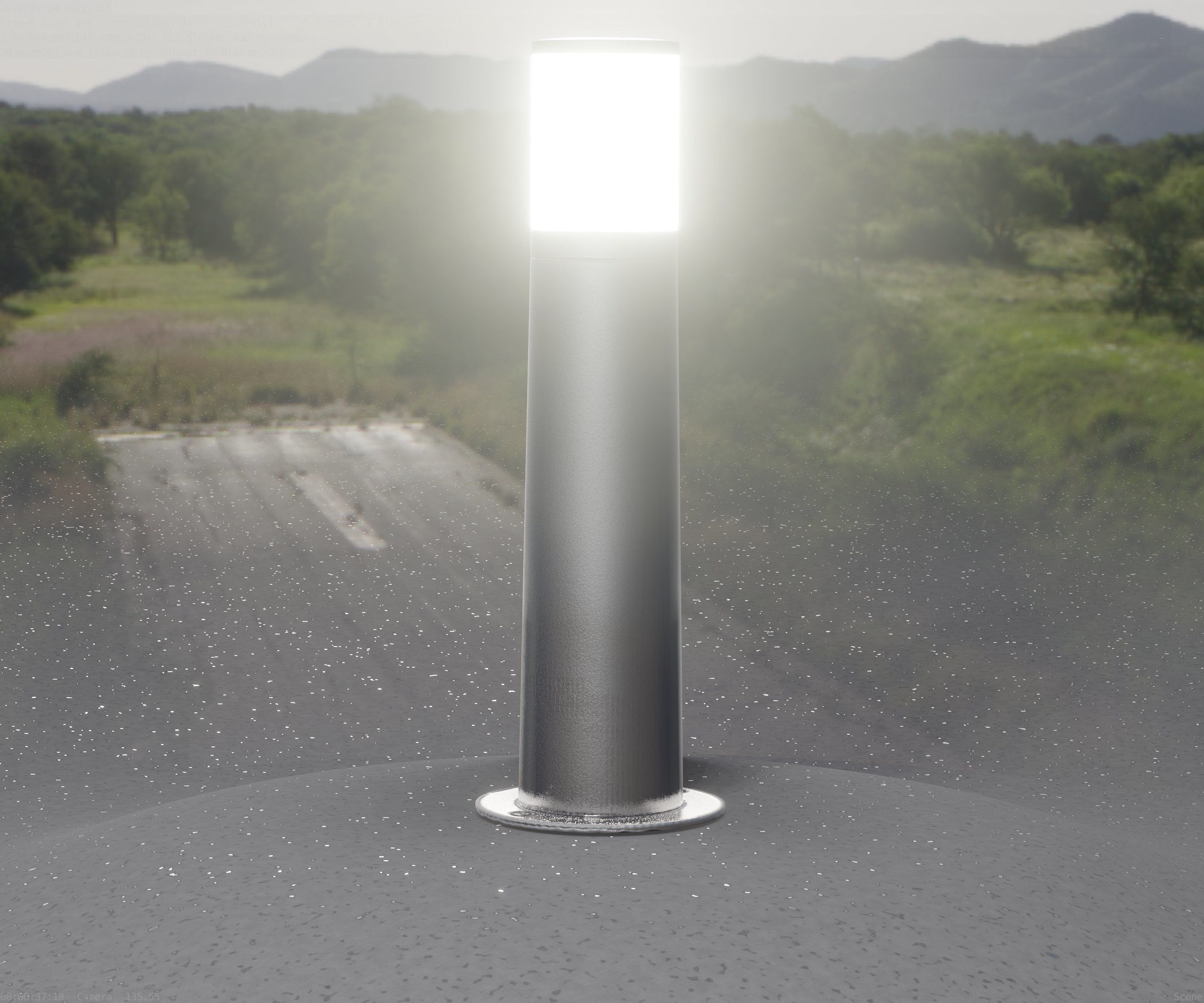 Low-Poly Basic Light Column 10 - Street Light Set-9 Low-poly 3D model_4