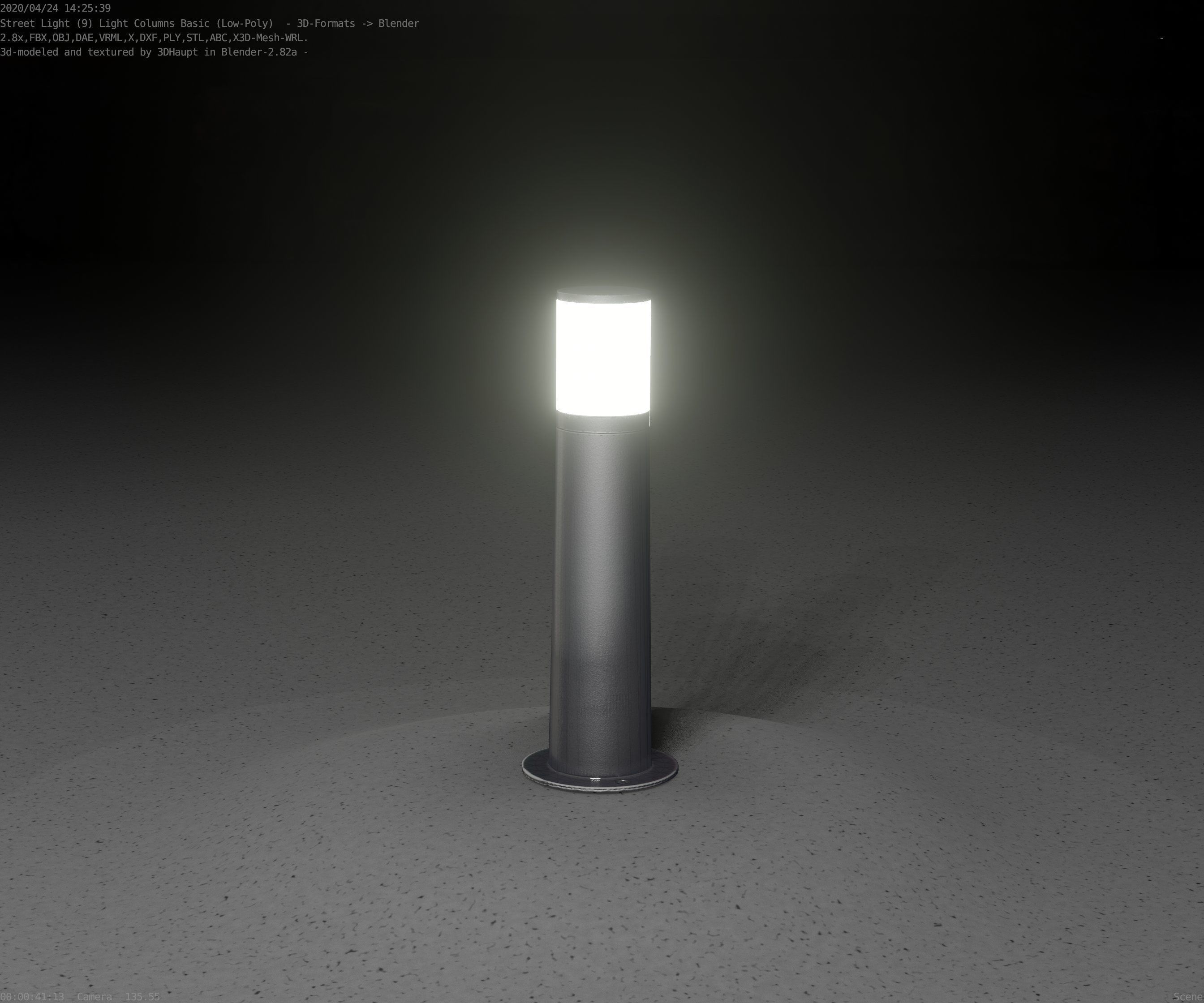 Low-Poly Basic Light Column 10 - Street Light Set-9 Low-poly 3D model_97