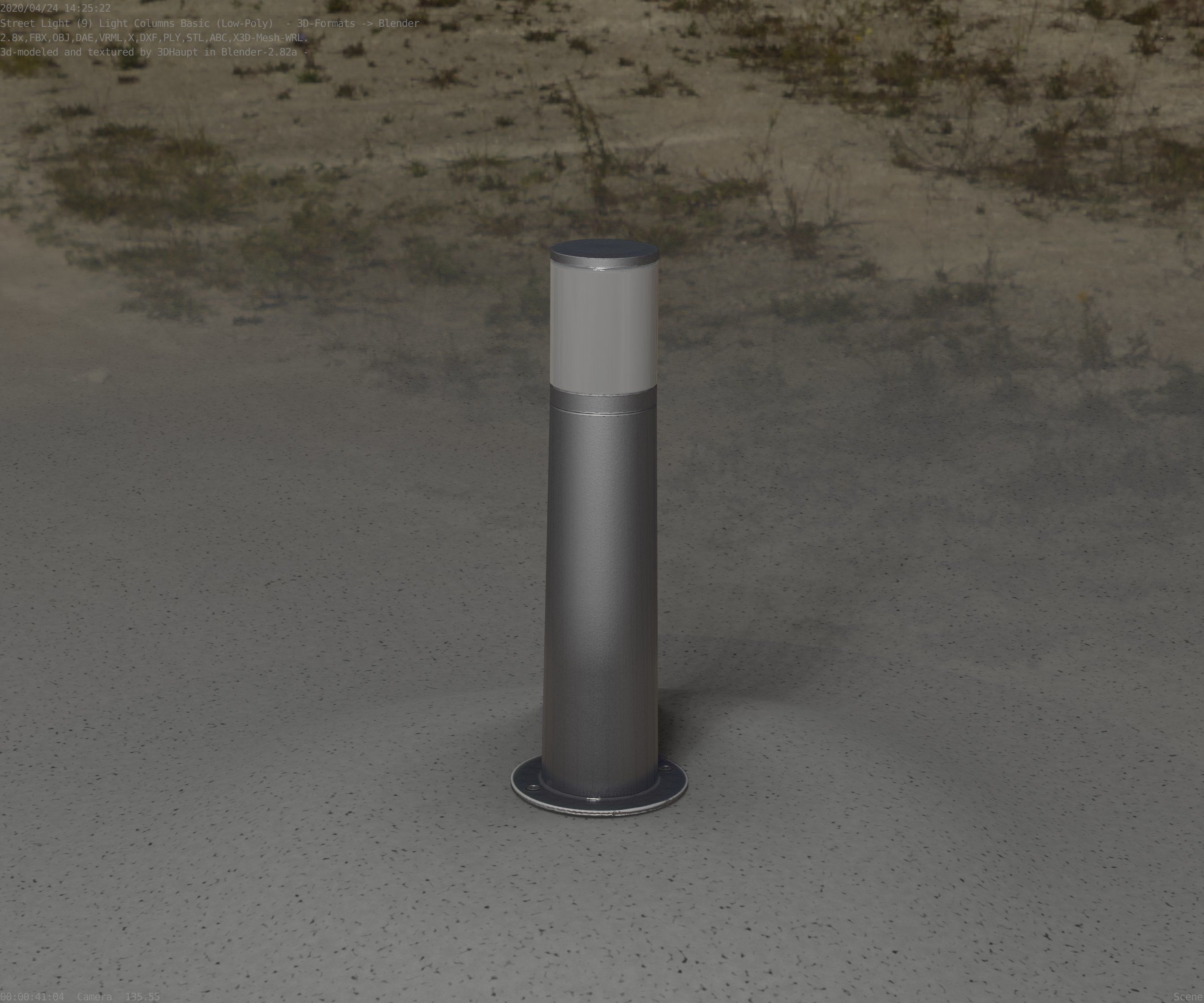 Low-Poly Basic Light Column 10 - Street Light Set-9 Low-poly 3D model_89