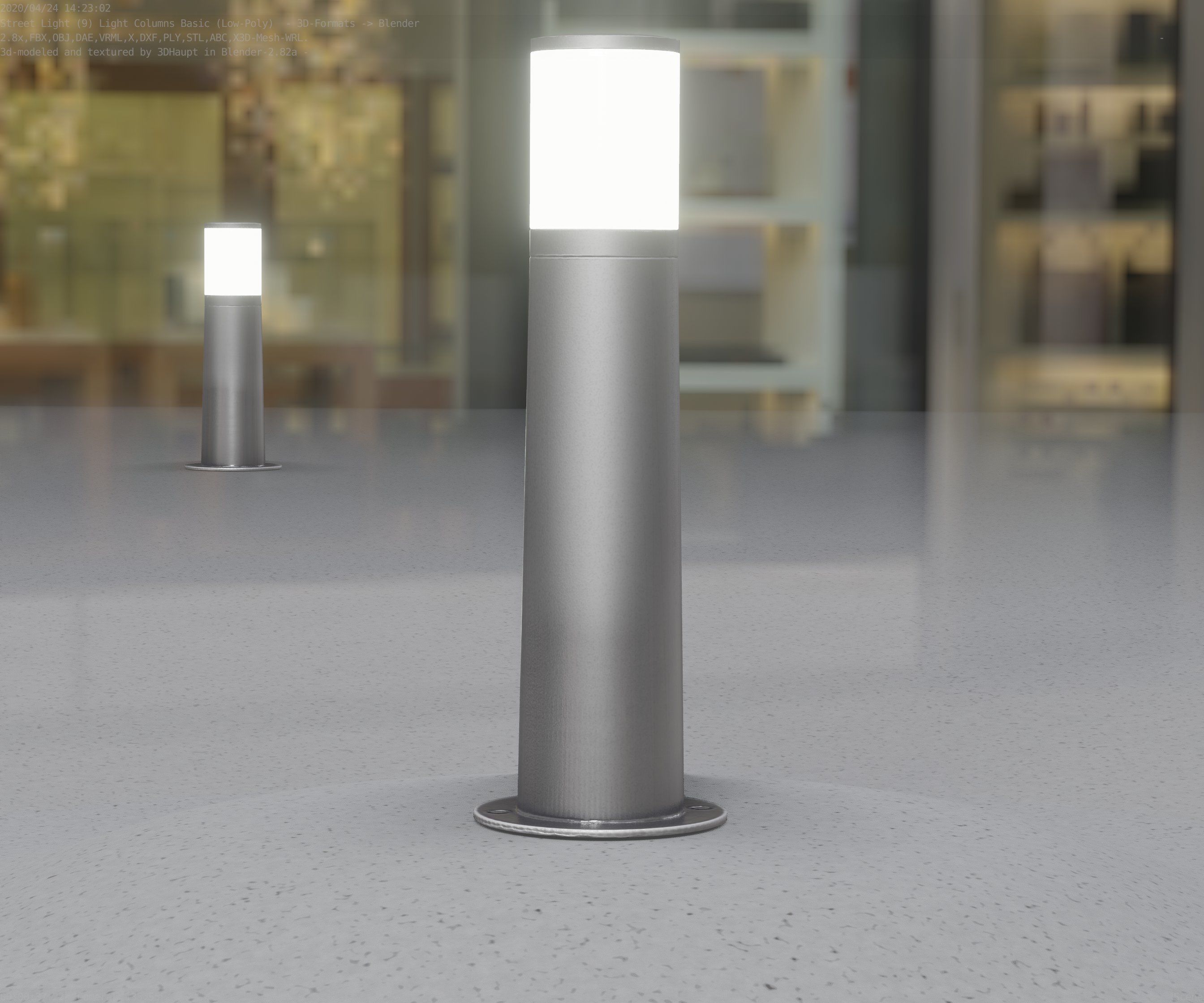 Low-Poly Basic Light Column 10 - Street Light Set-9 Low-poly 3D model_8