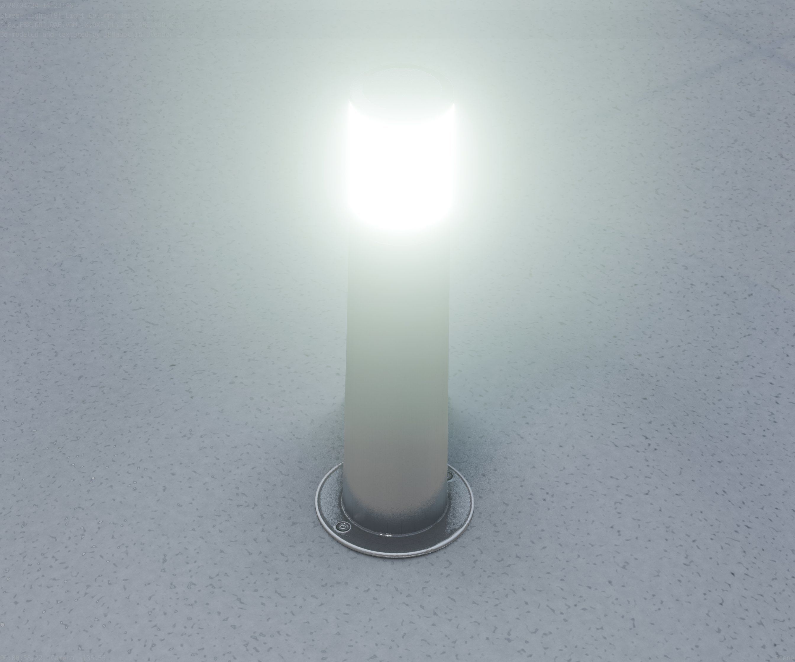 Low-Poly Basic Light Column 10 - Street Light Set-9 Low-poly 3D model_36