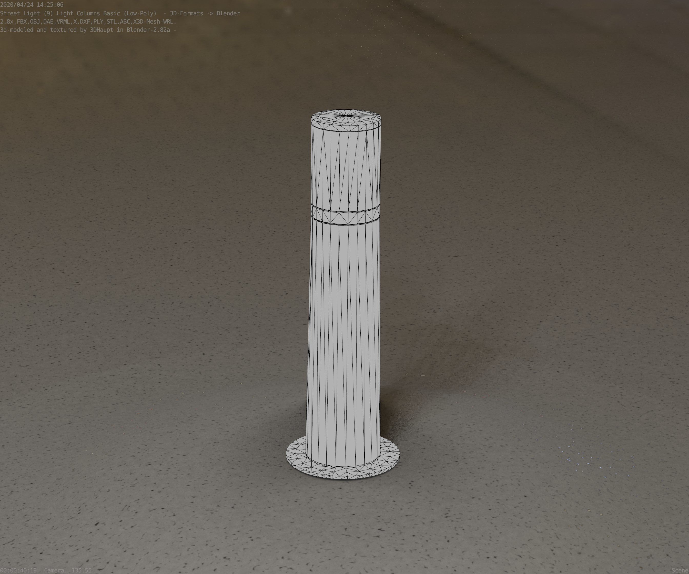 Low-Poly Basic Light Column 10 - Street Light Set-9 Low-poly 3D model_80