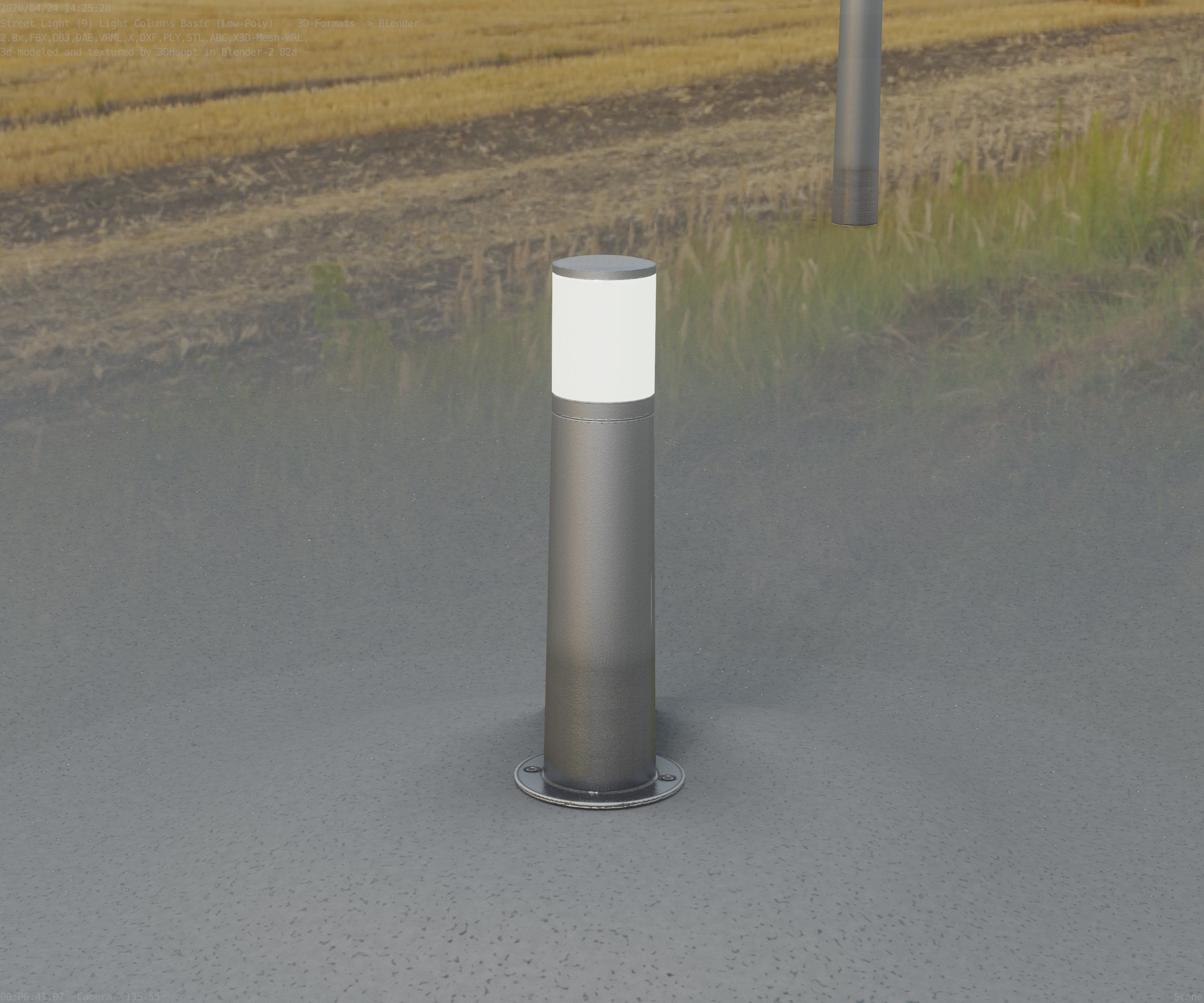 Low-Poly Basic Light Column 10 - Street Light Set-9 Low-poly 3D model_91