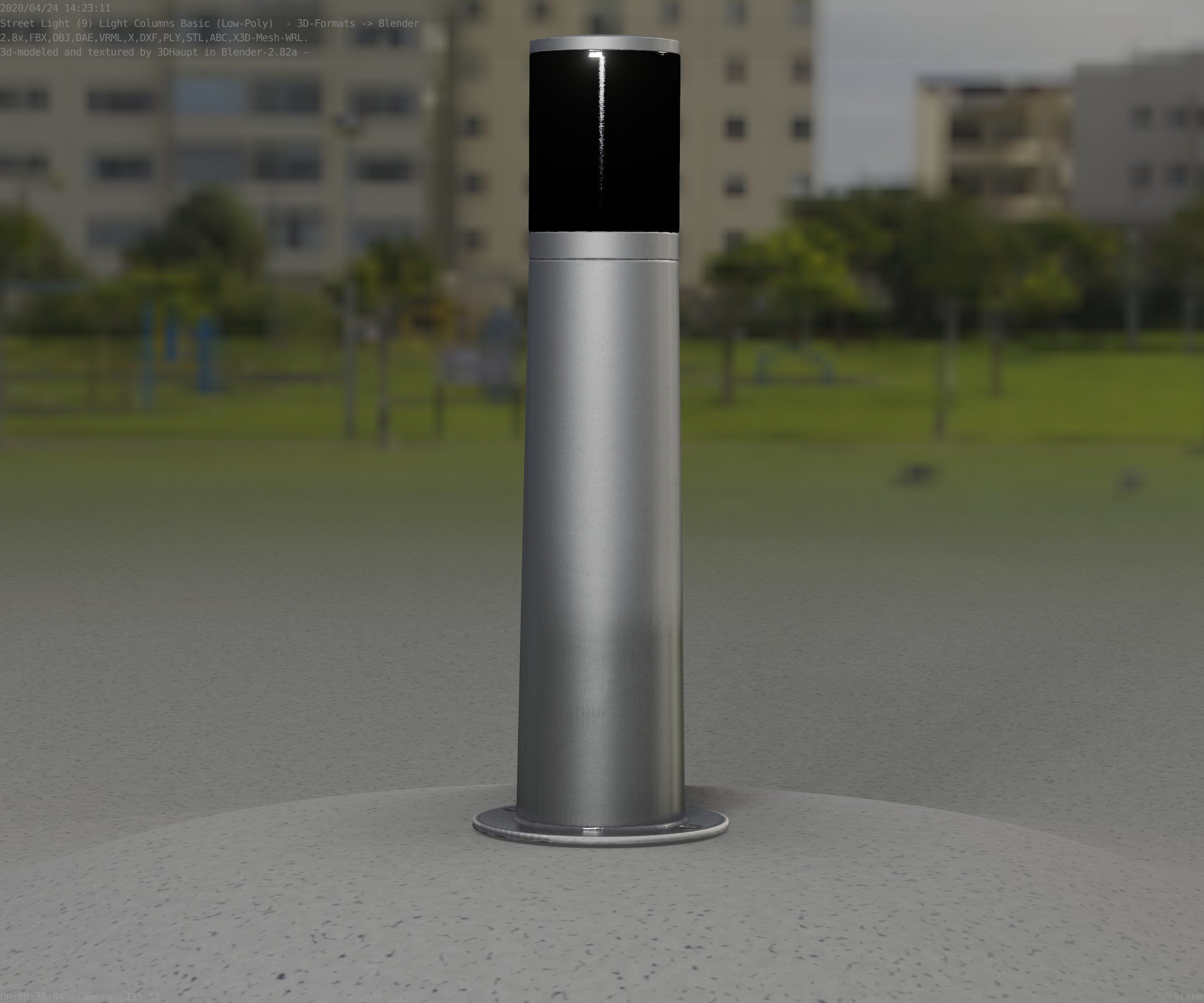Low-Poly Basic Light Column 10 - Street Light Set-9 Low-poly 3D model_14