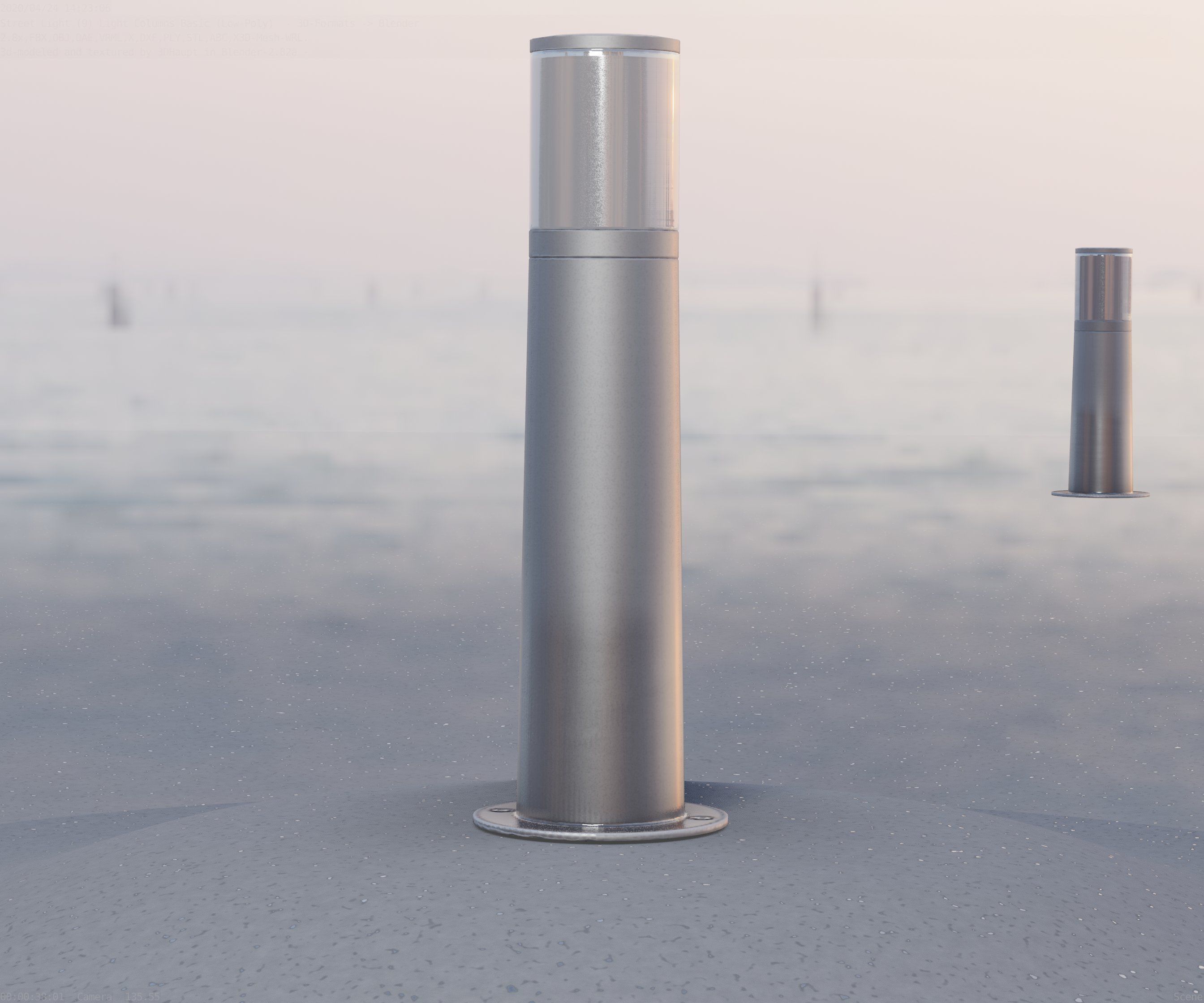 Low-Poly Basic Light Column 10 - Street Light Set-9 Low-poly 3D model_11