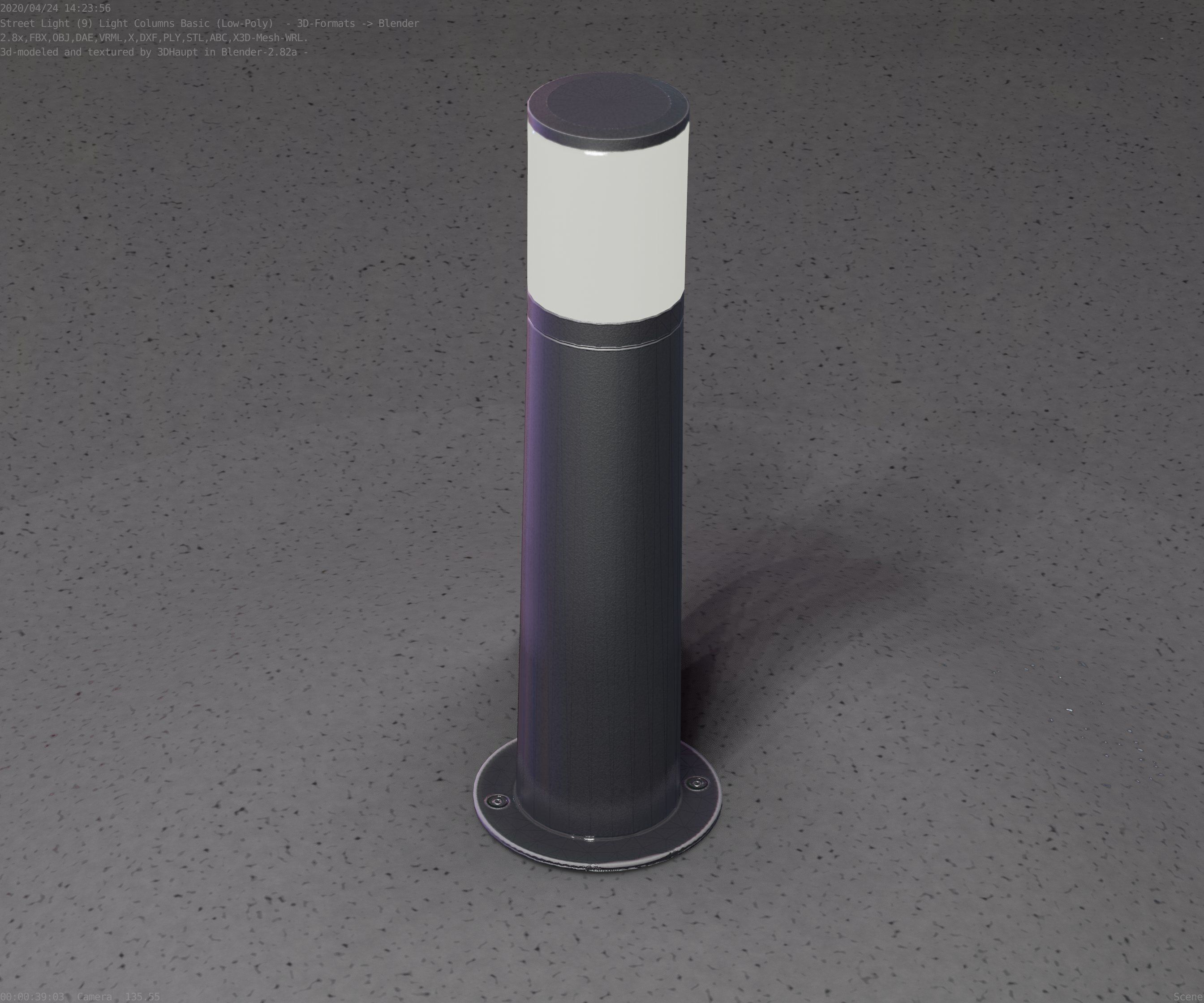 Low-Poly Basic Light Column 10 - Street Light Set-9 Low-poly 3D model_41