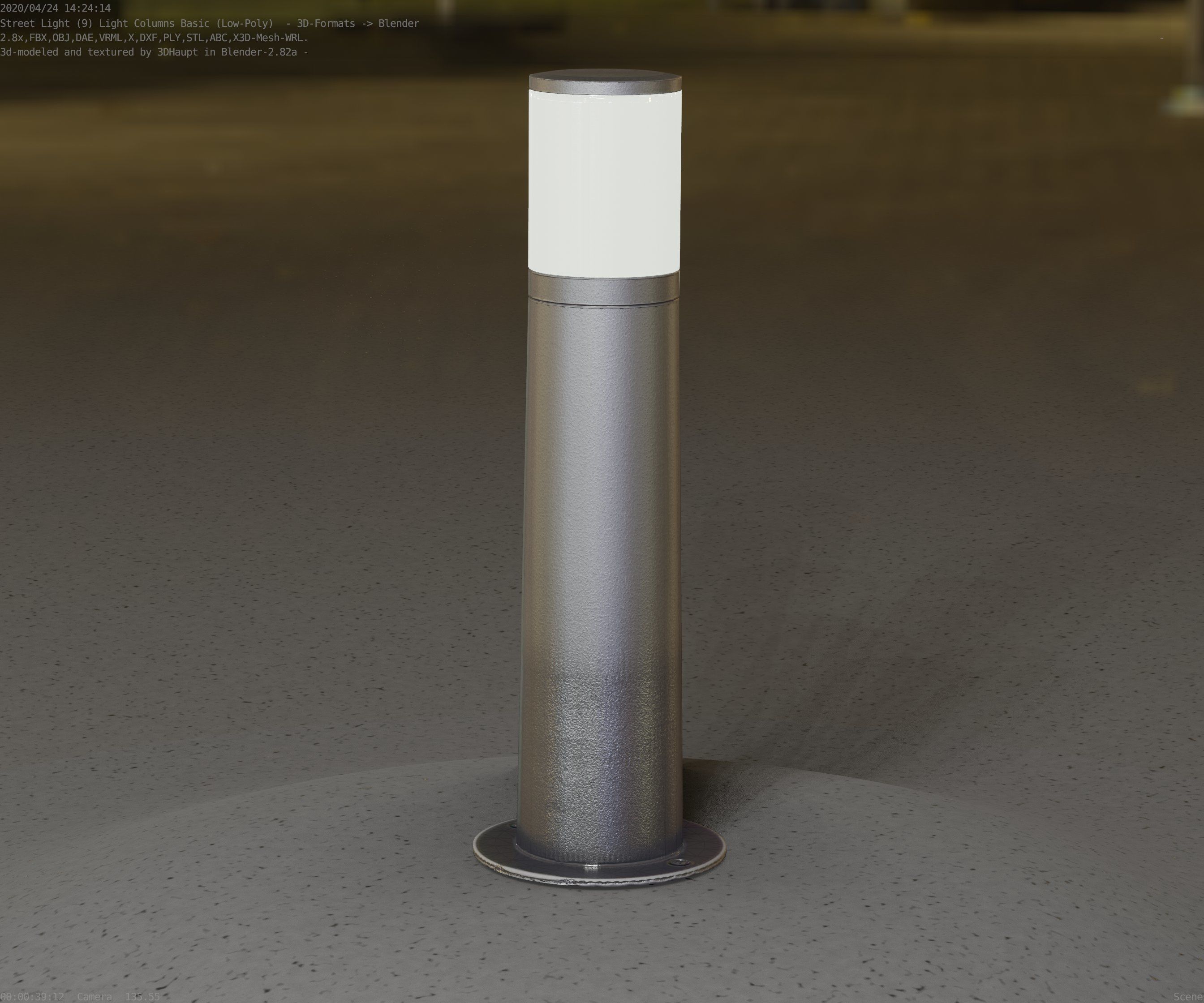 Low-Poly Basic Light Column 10 - Street Light Set-9 Low-poly 3D model_50